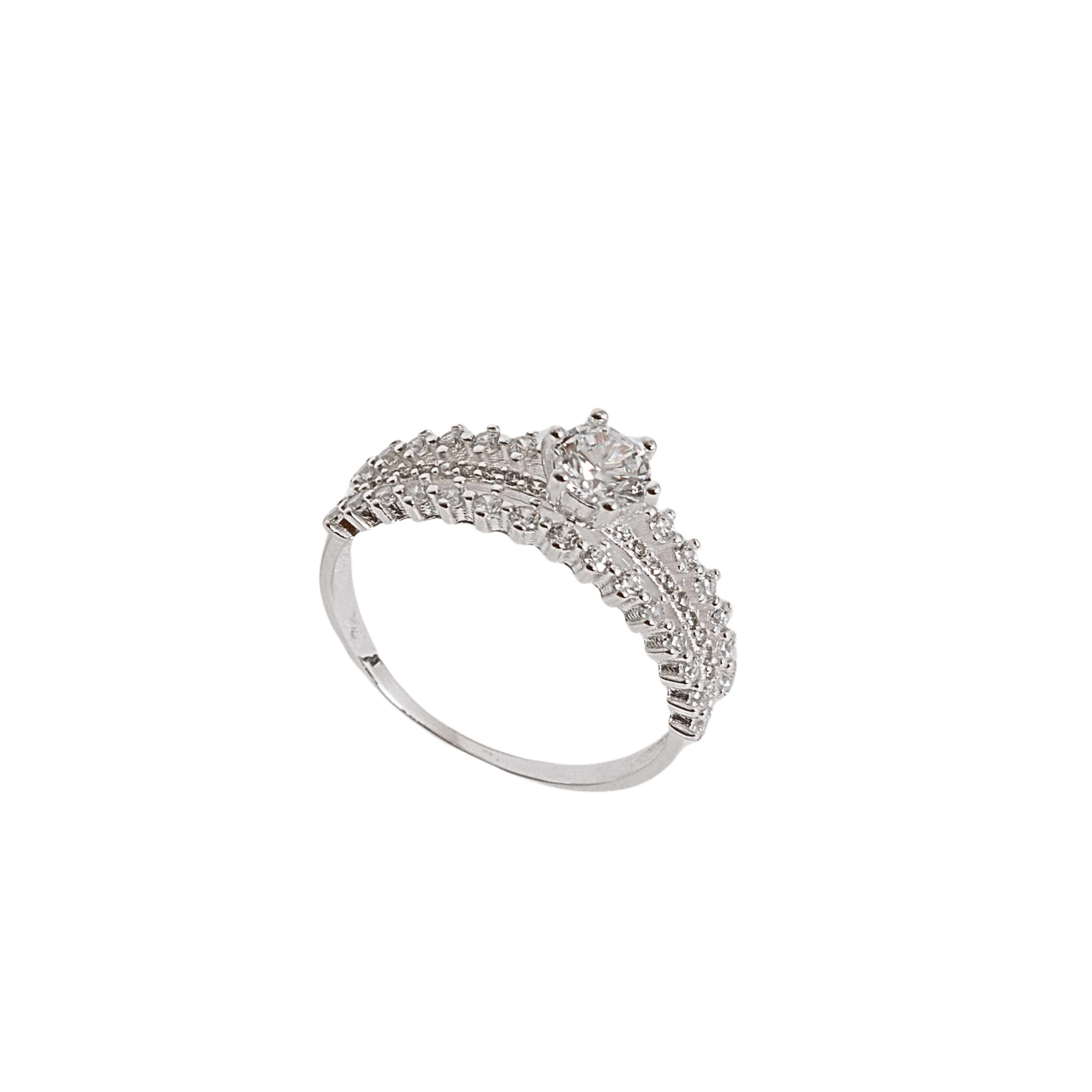 Anel fio triplo meia aliança e solitário 5mm