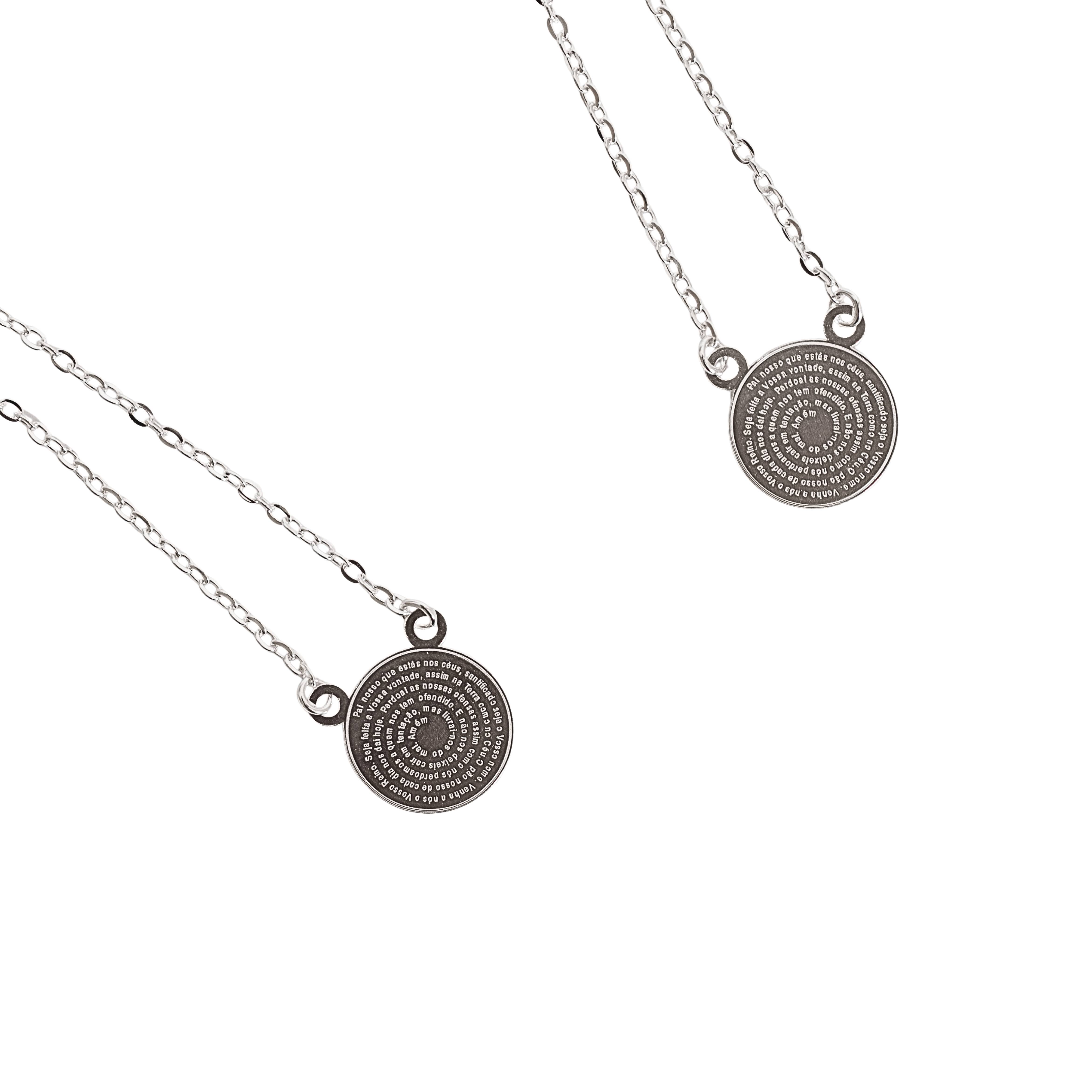 Imagem Escapulário medalhas Pai Nosso corrente cadeado 65cm