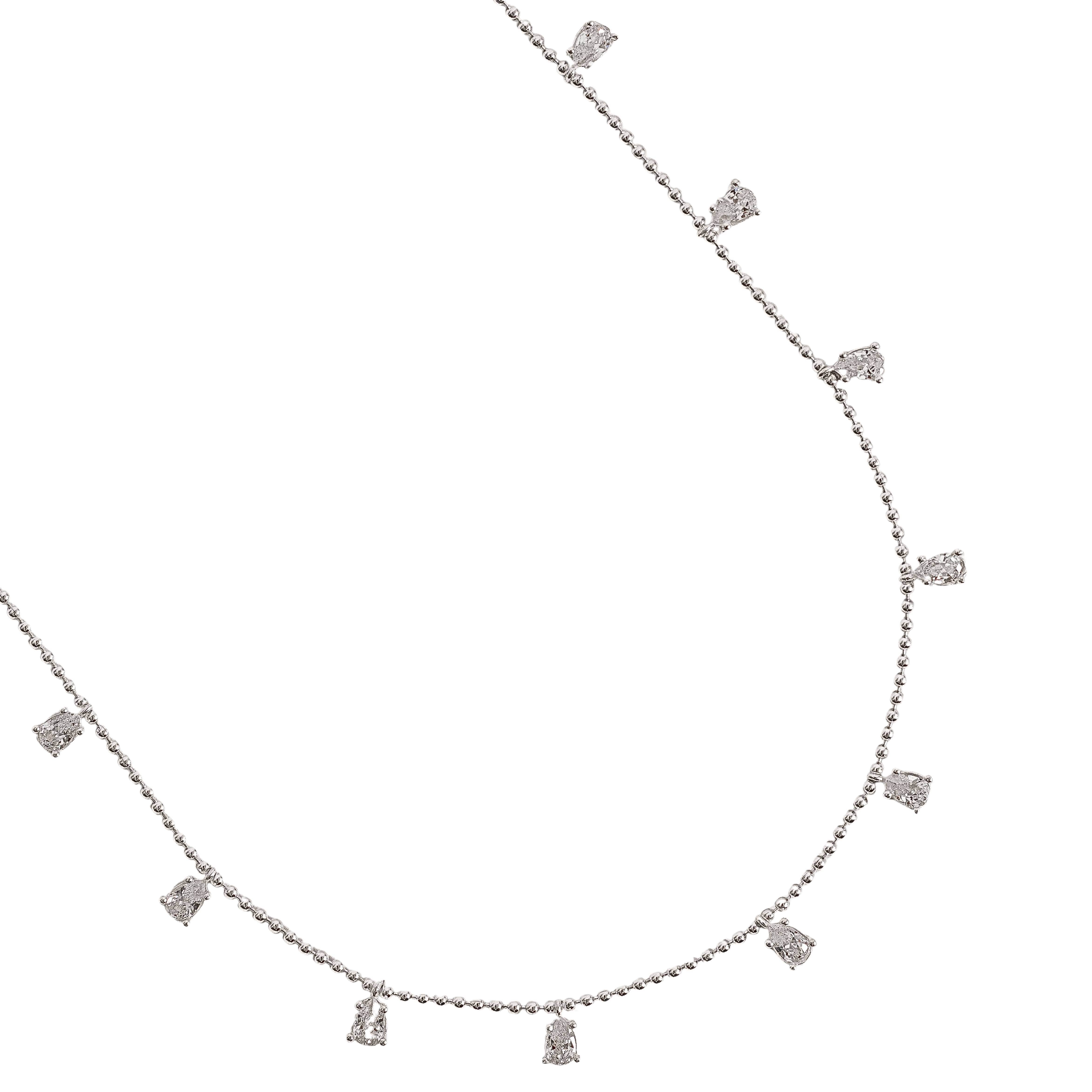 Imagem Colar micro bolas com pingentes zircônias gota 5mm 40+5cm