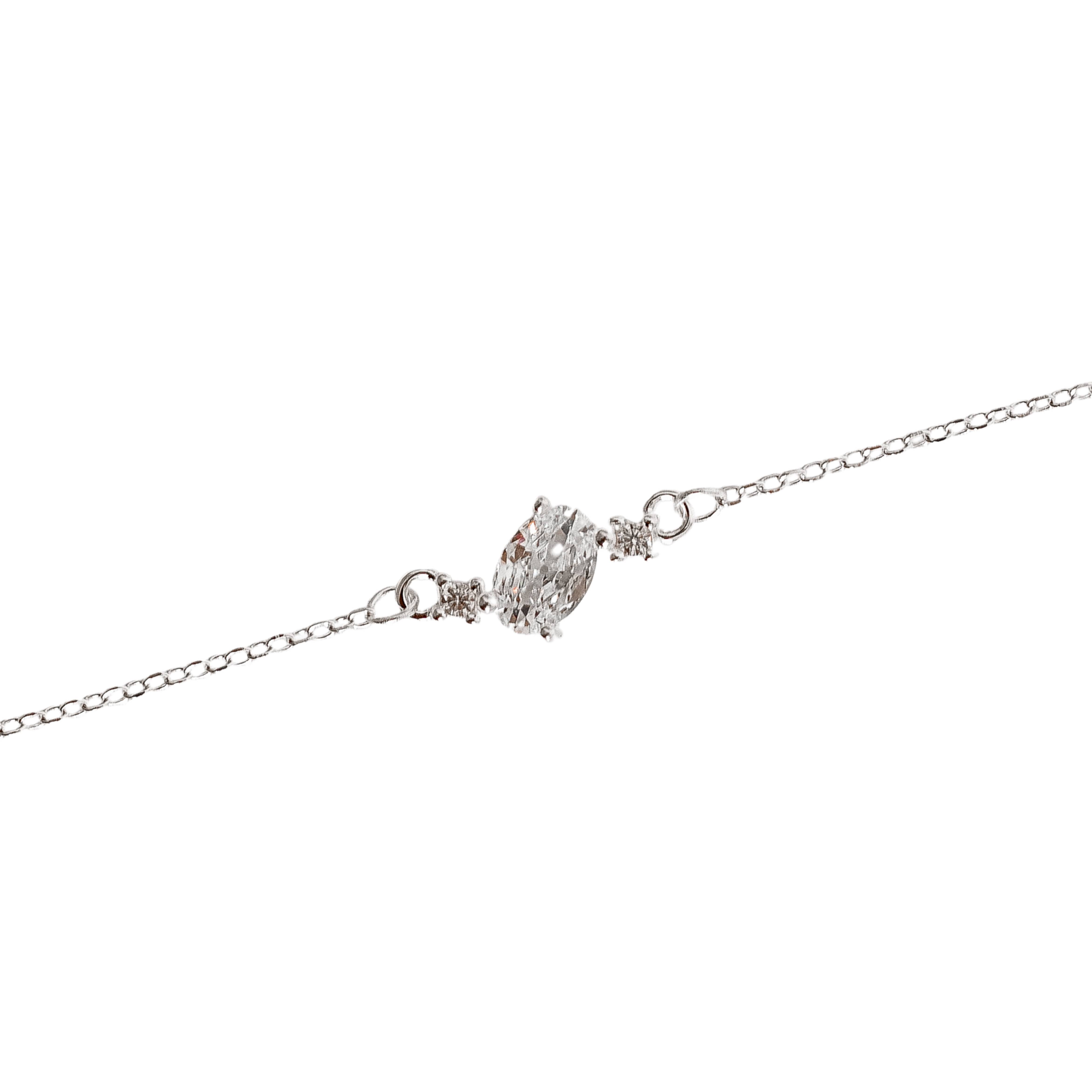 Imagem Pulseira entremeio zircônias redonda e oval 11mm 16+4cm