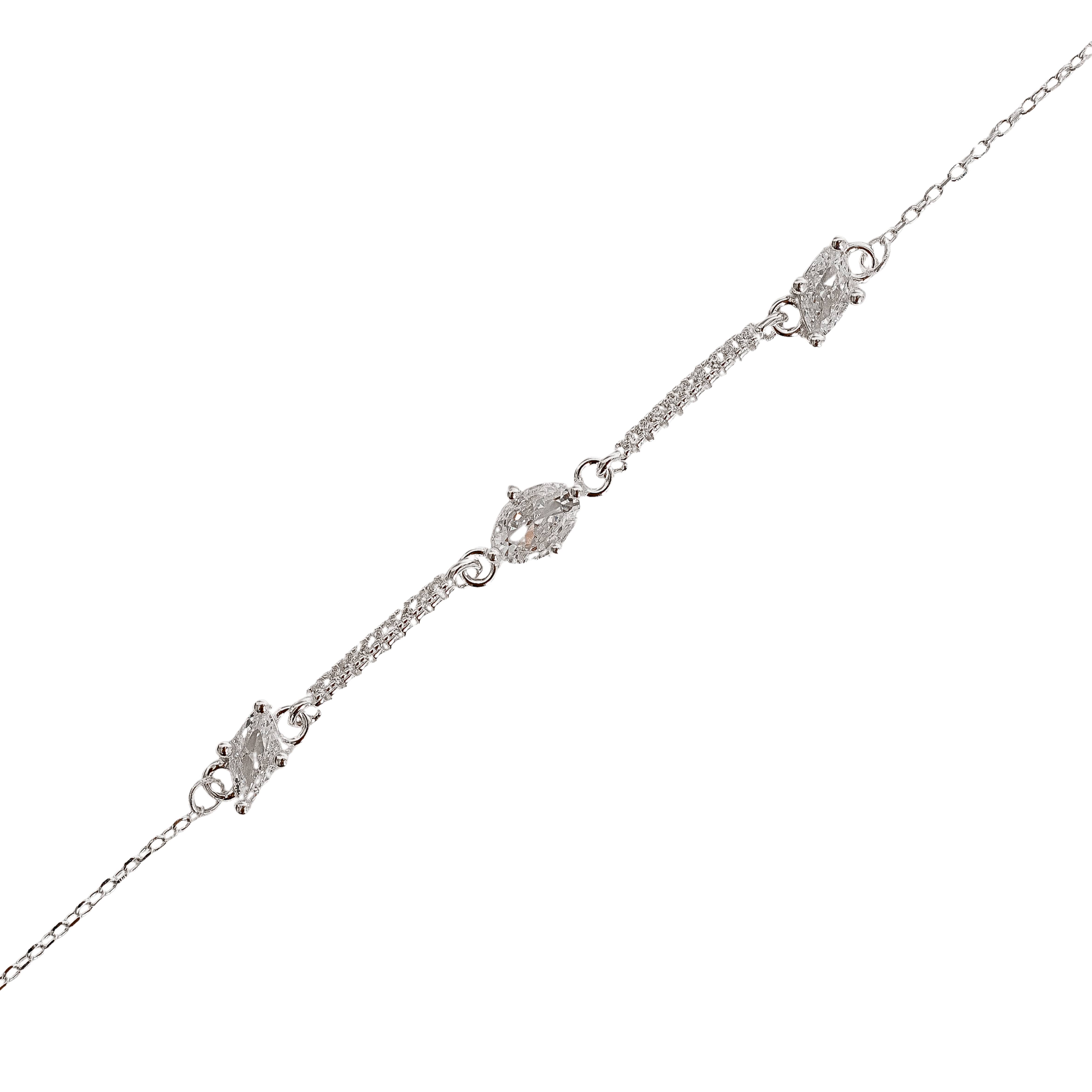 Imagem Pulseira entremeios zircônias com palitos cravejados 16+4cm