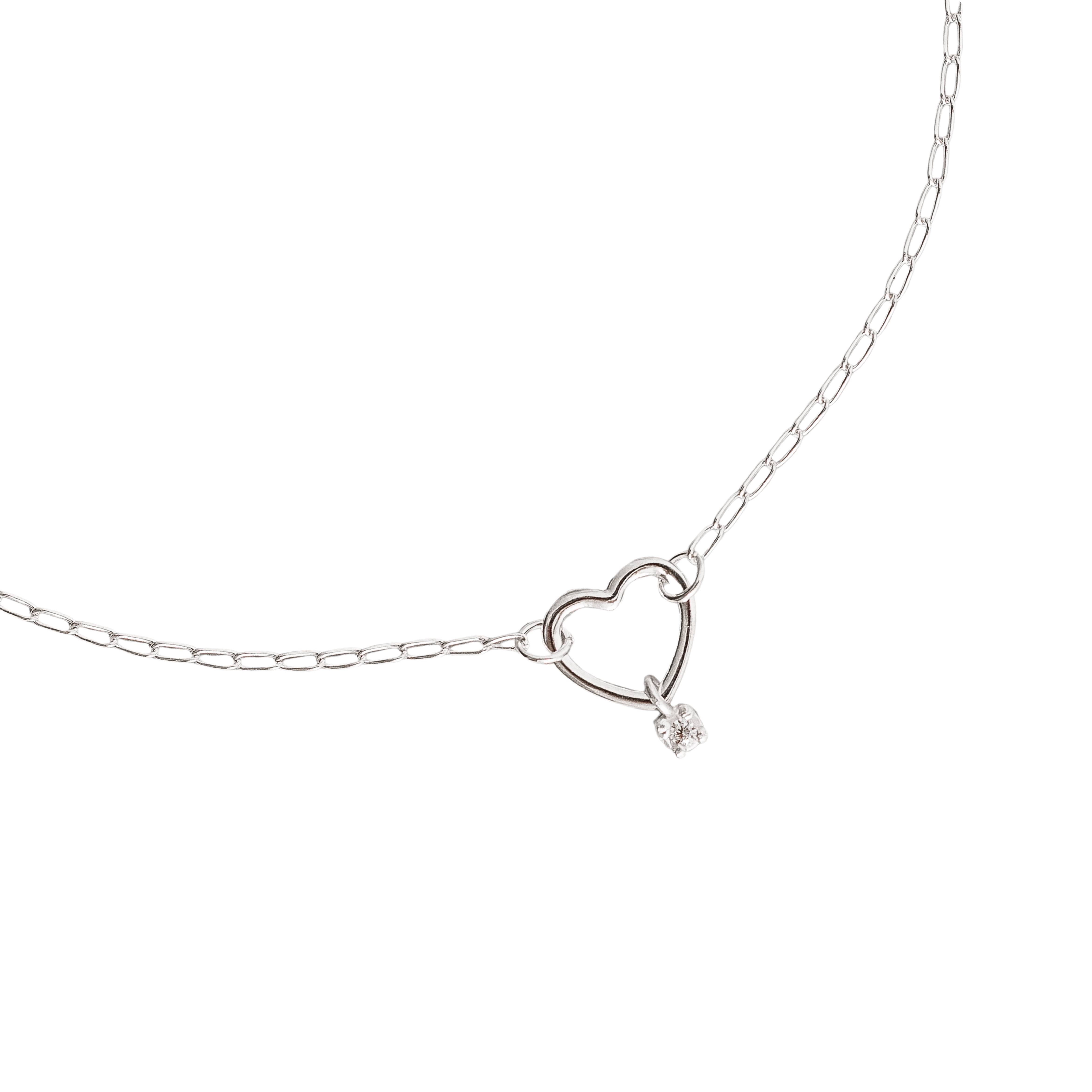 Imagem Pulseira entremeio coração vazado pingente mini zircônia