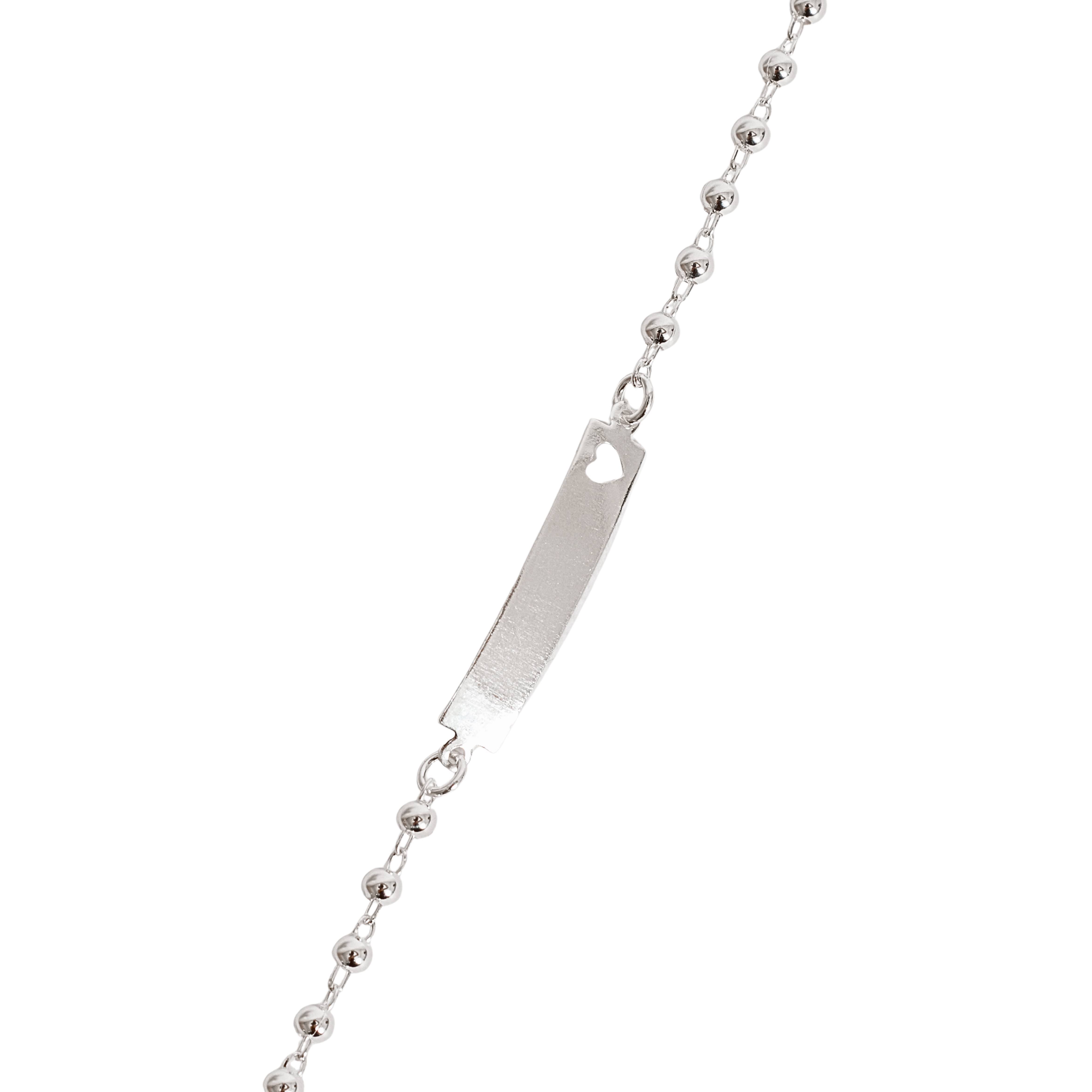 Imagem Pulseira infantil placa com coração vazado e bolas 16cm