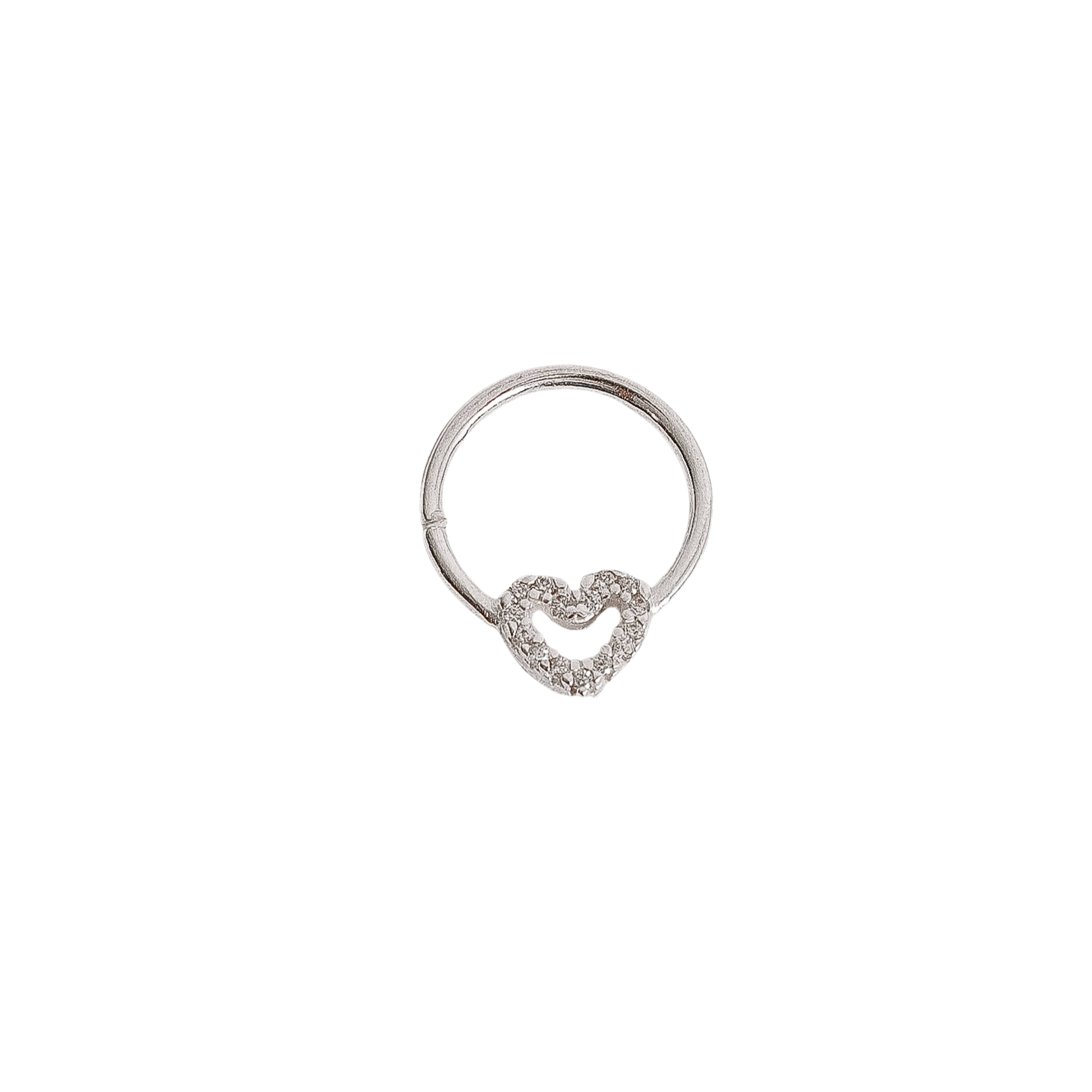 Imagem Piercing argola com coração vazado cravejado 11mm