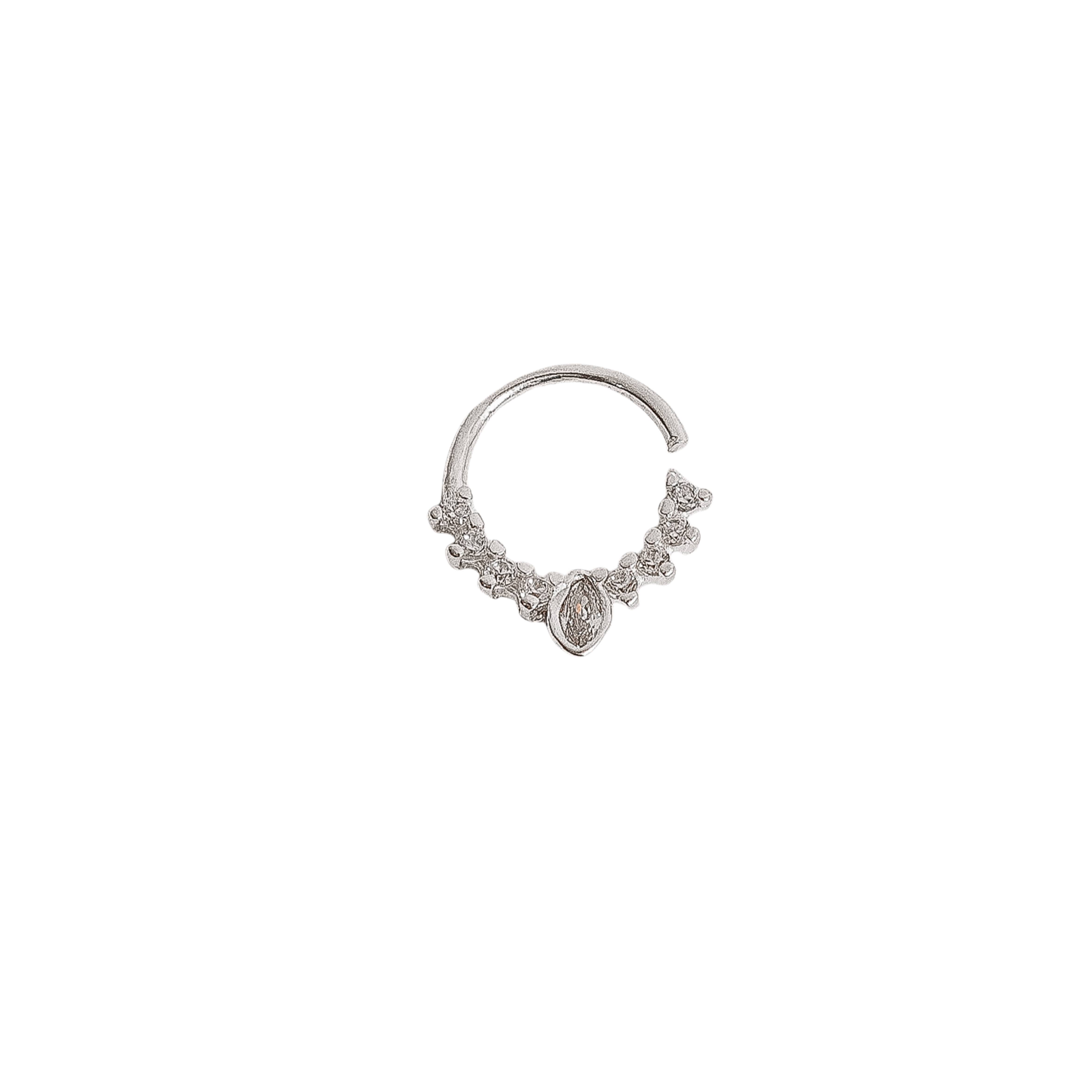 Imagem Piercing argola cravejada zircônia navete 9mm
