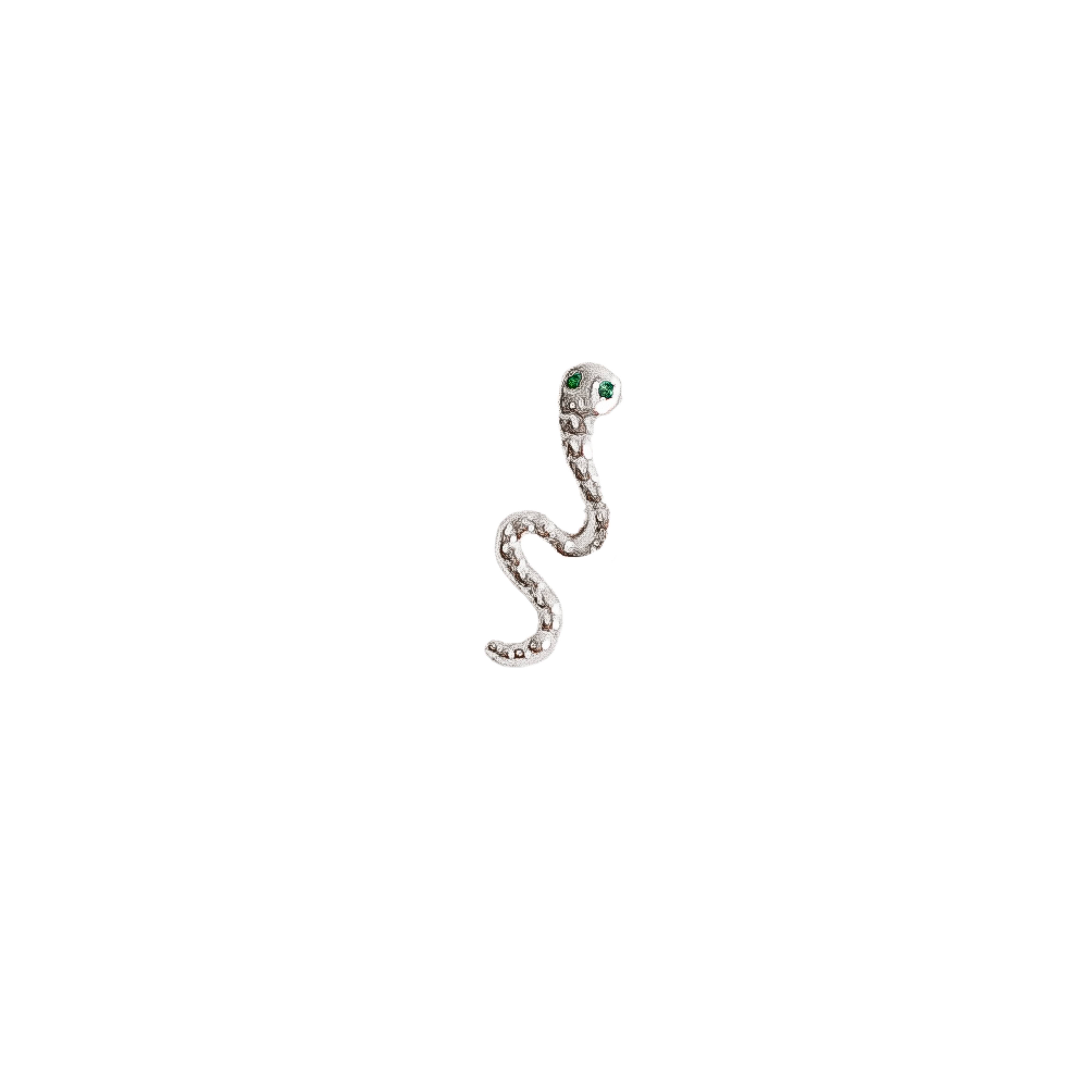 Imagem Piercing haste cobra desenhada com zircônia verde 12mm orelha direita