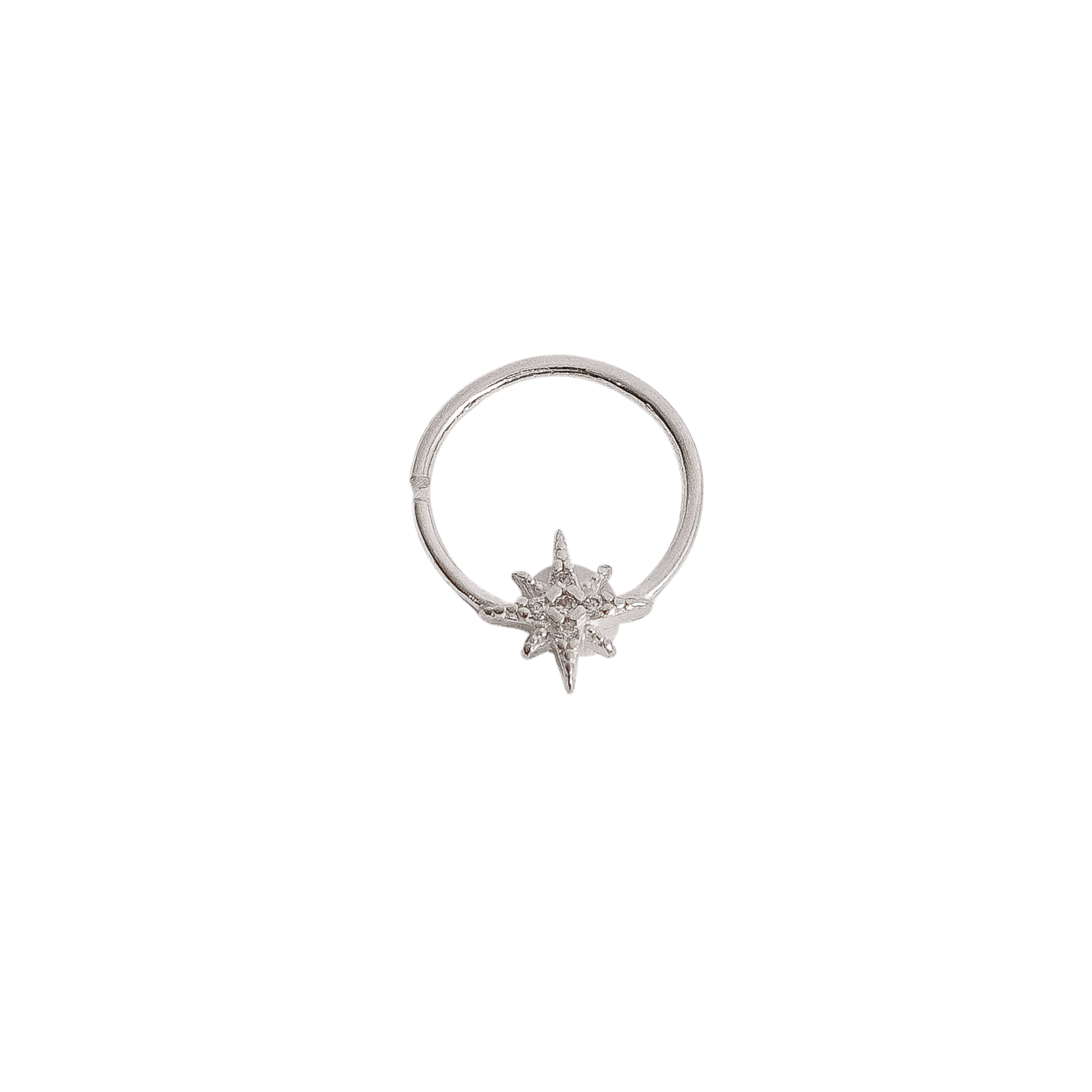 Imagem Piercing argola com estrela 8 pontas cravejada 11mm