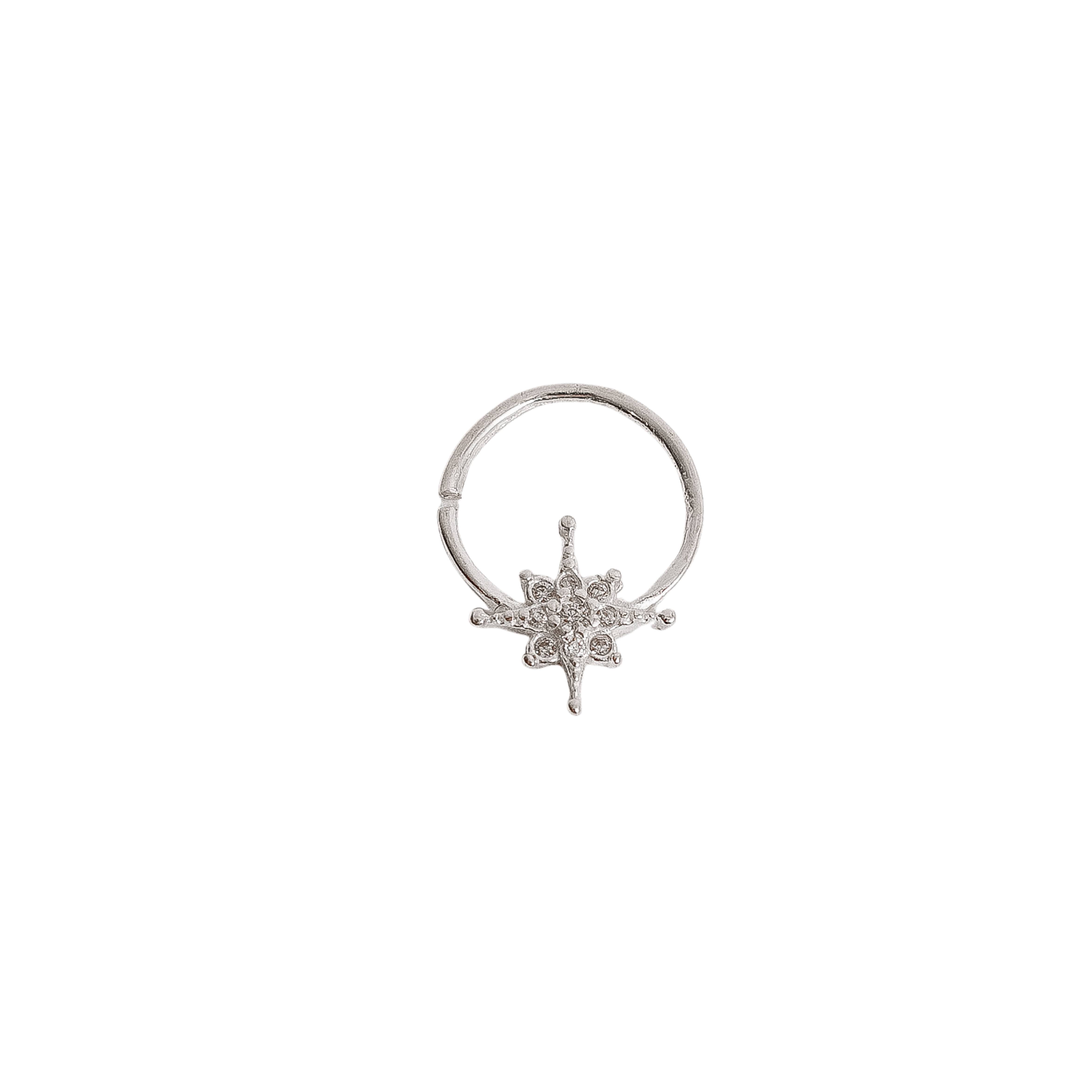 Imagem Piercing argola com detalhe estrela 8 pontas cravejada 11mm
