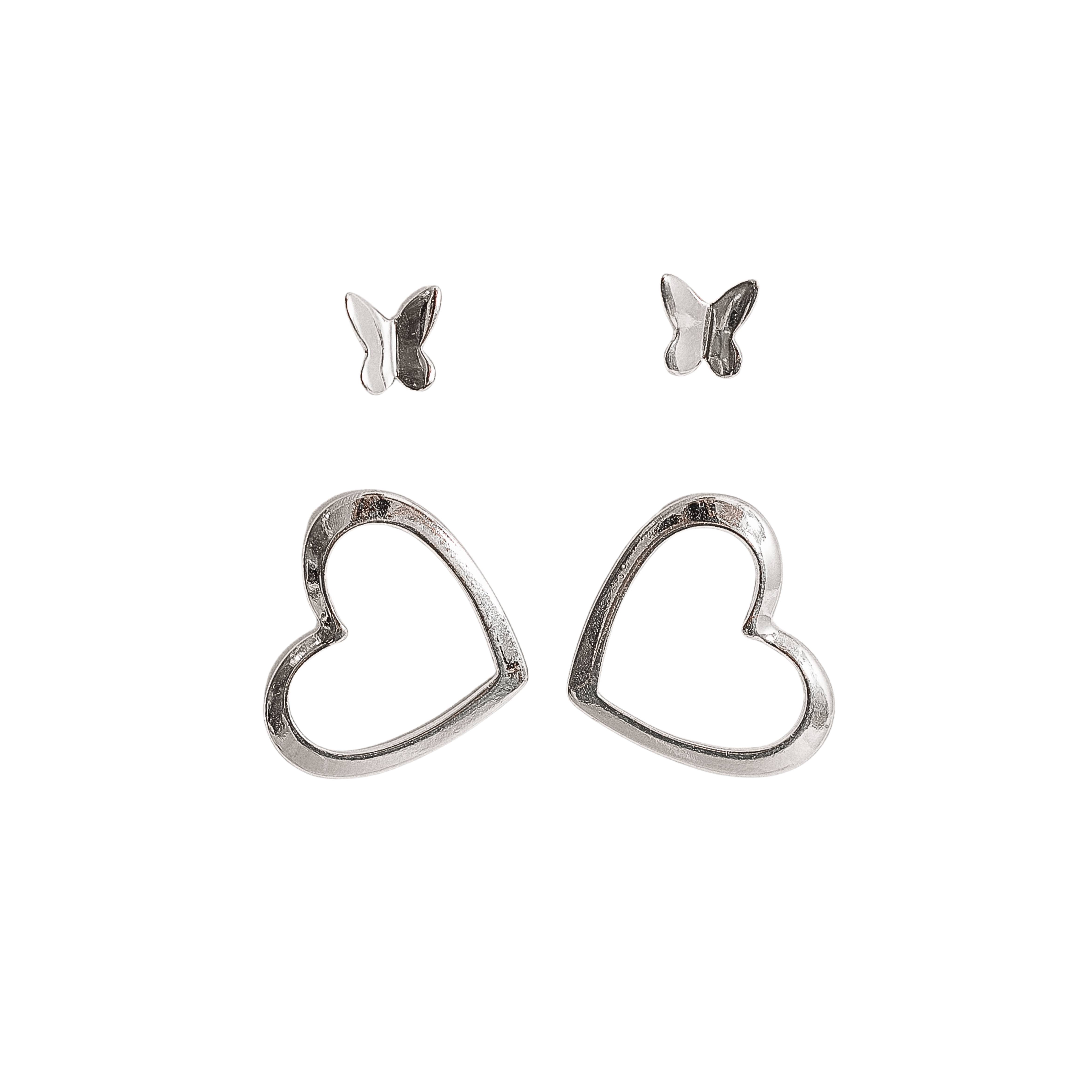 Imagem Dupla borboleta vinco 5mm e coração de lado vazado 14mm