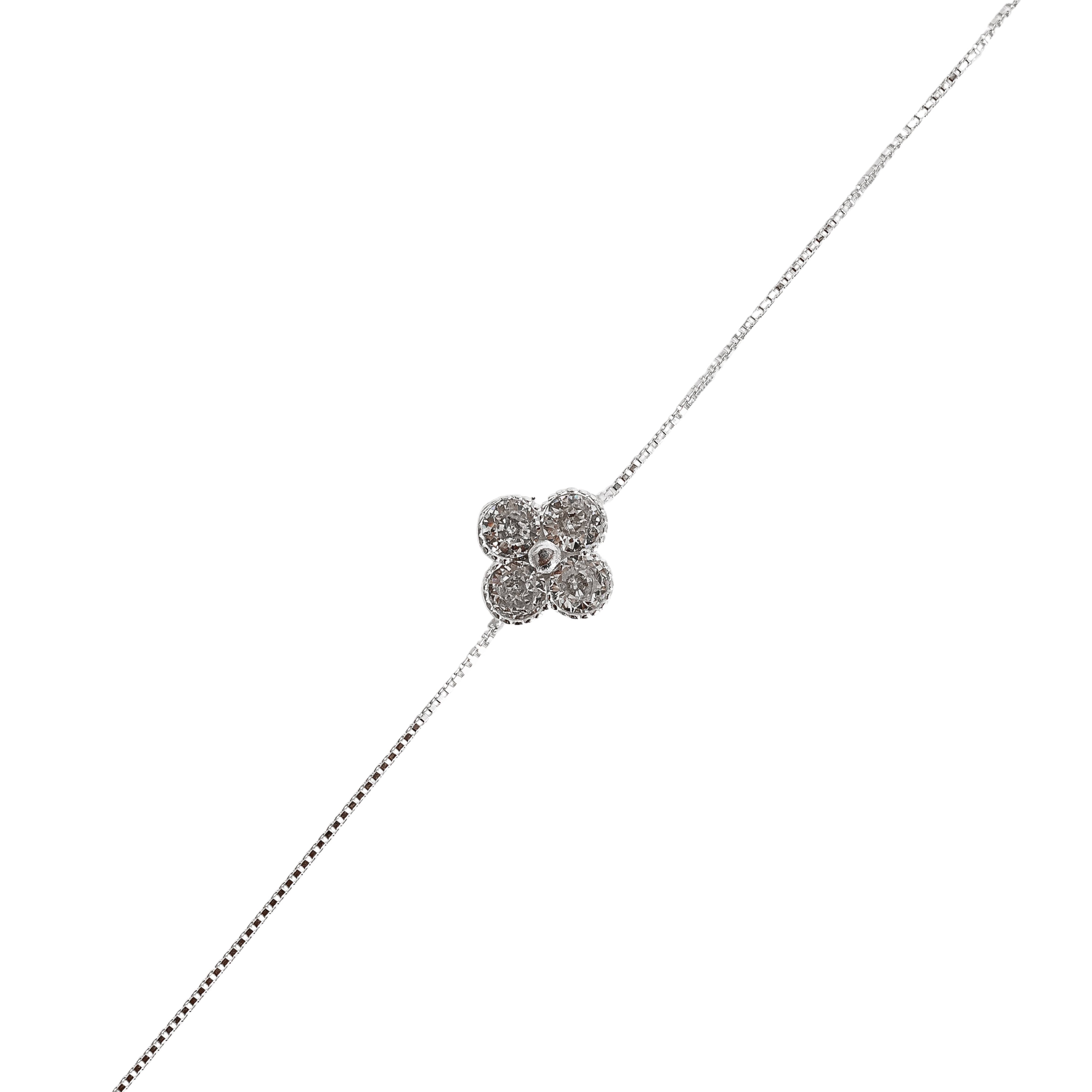 Imagem Pulseira entremeio trevo cravejado 9mm 18+5cm