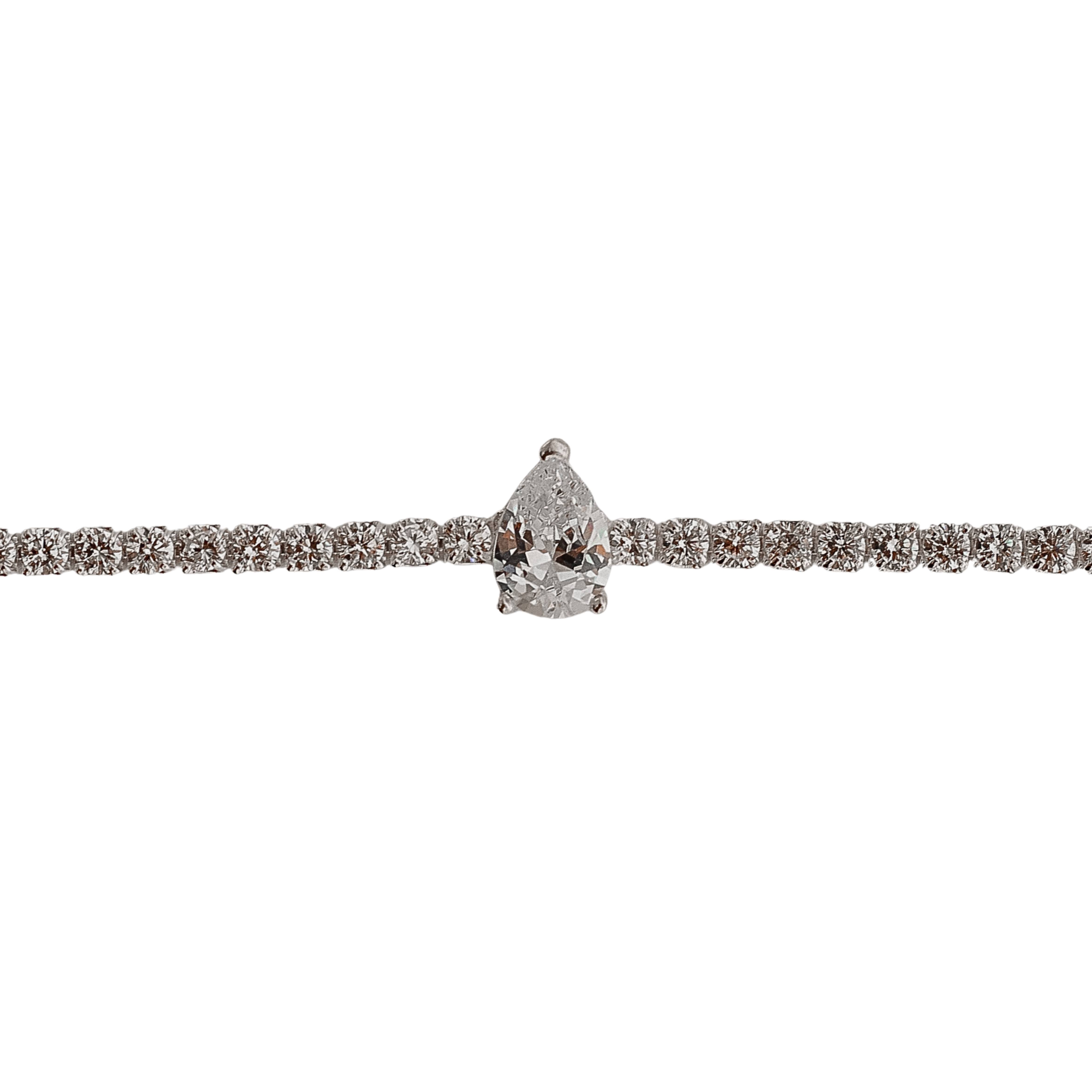 Imagem Pulseira Riviera 2mm detalhe zircônia gota 16+4cm