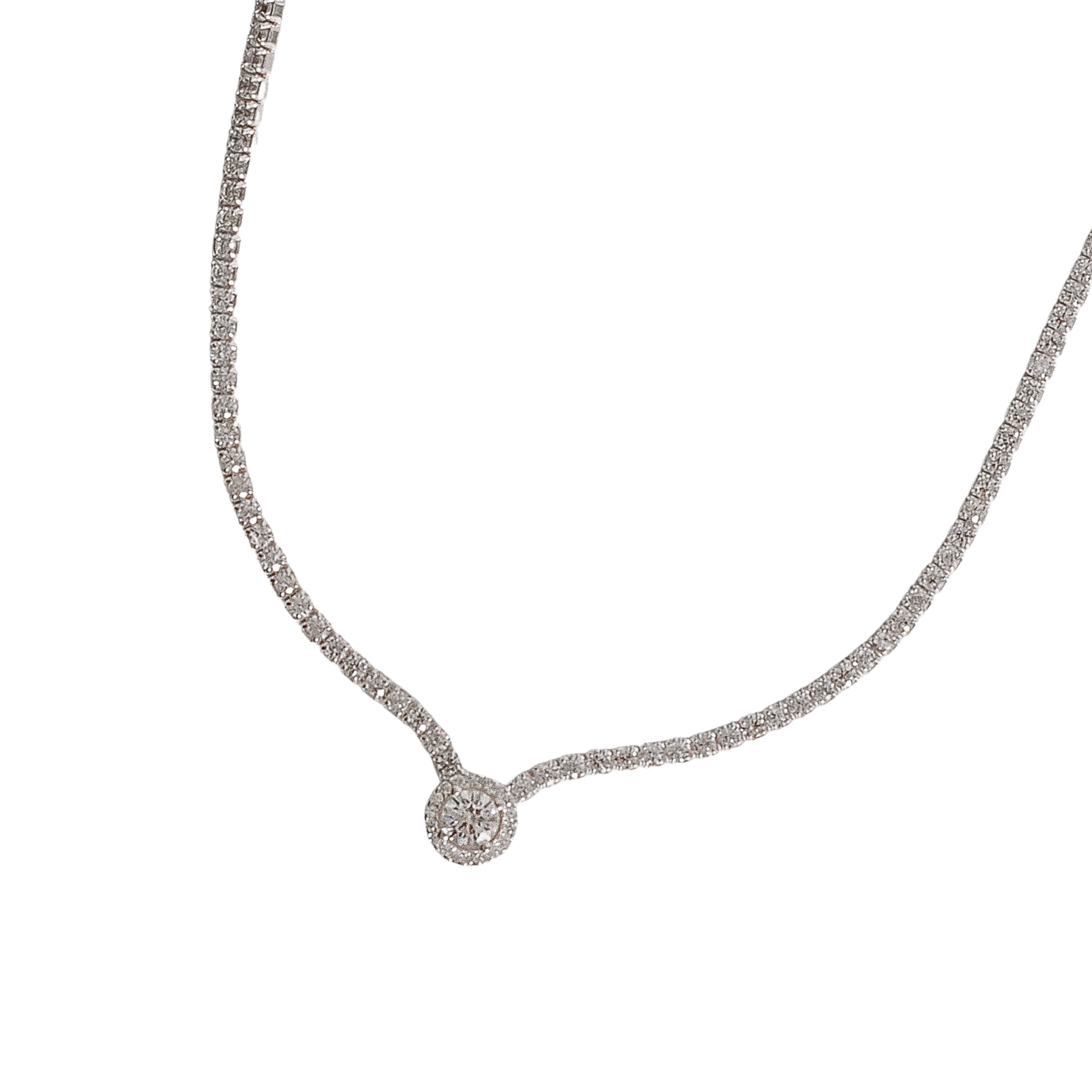 Imagem Colar Riviera 2mm com botão cravejado 40+5cm