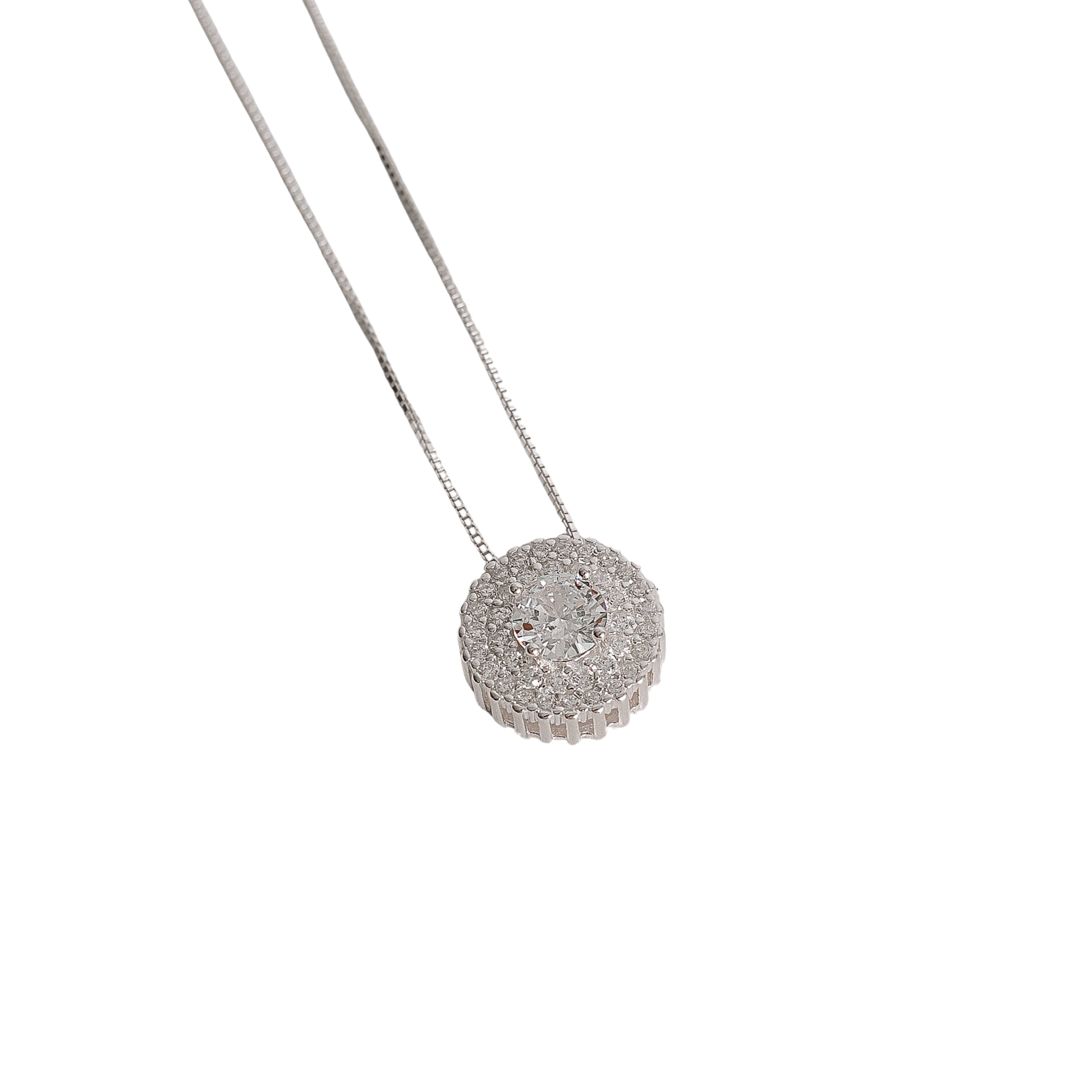 Imagem Colar zircônia redonda com duplo cravejado 13mm 45cm