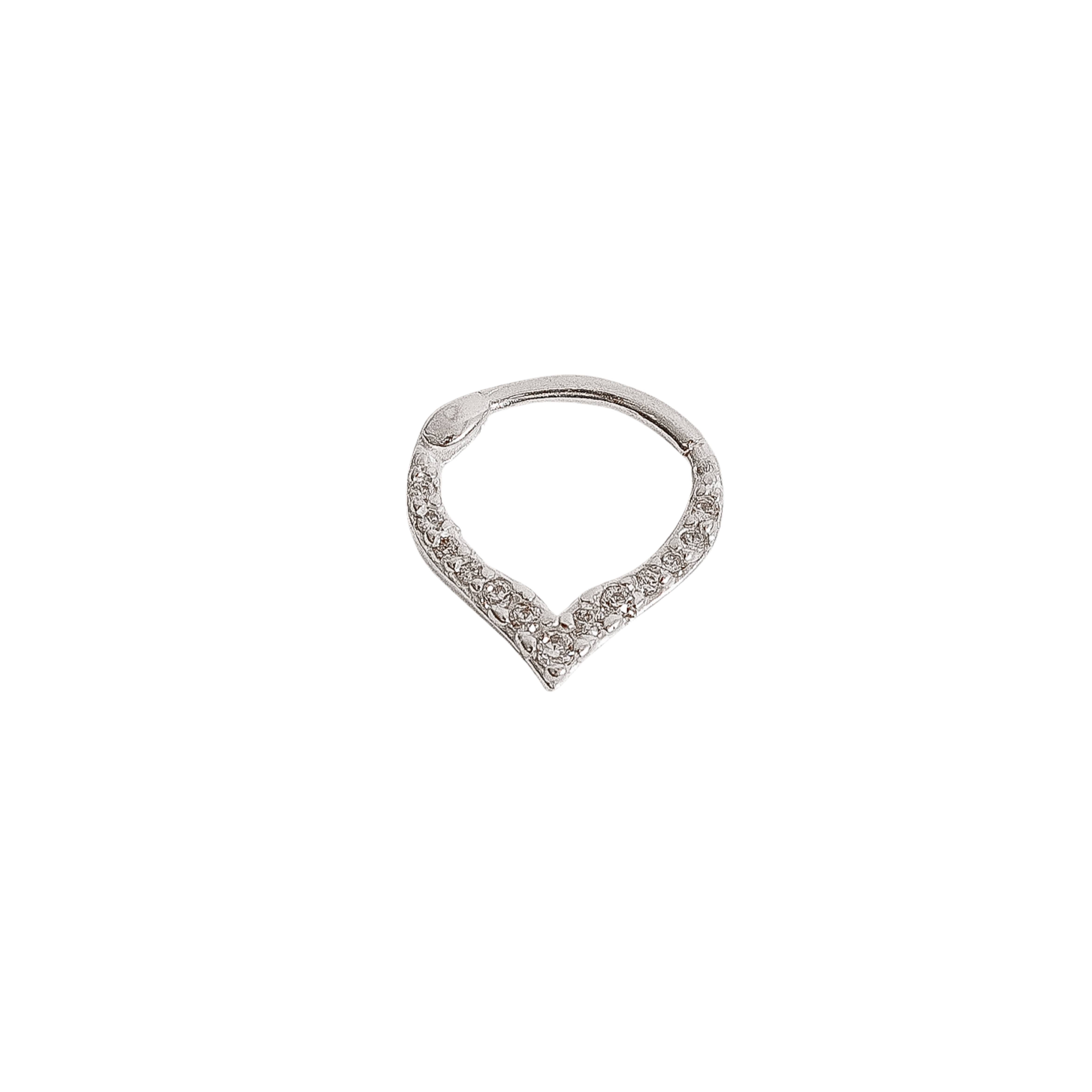 Imagem Piercing argola trava v cravejado 10mm orelha direita