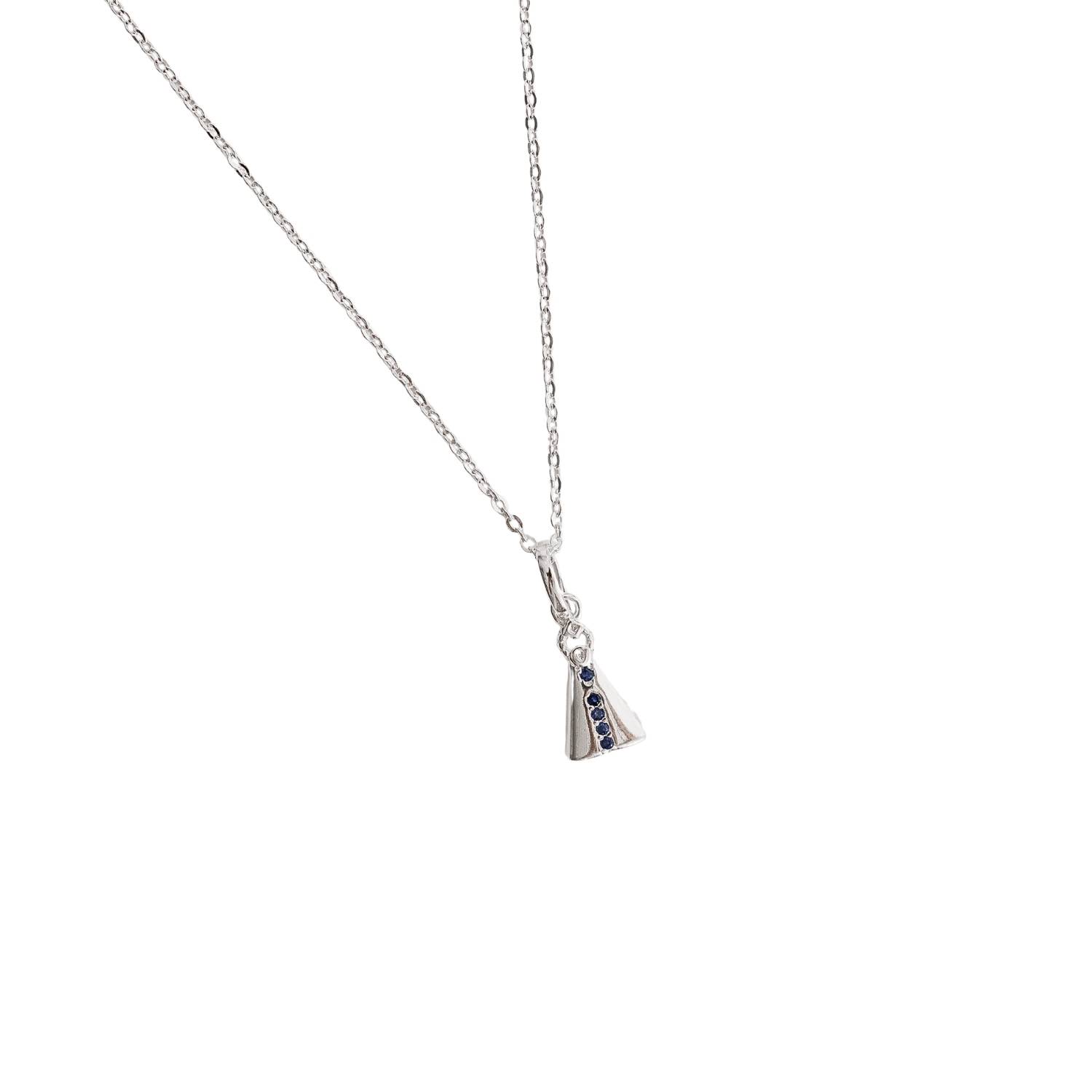 Imagem Colar pingente Nsa. Sra. Aparecida cravejada azul 11mm corrente cadeadinho 40cm