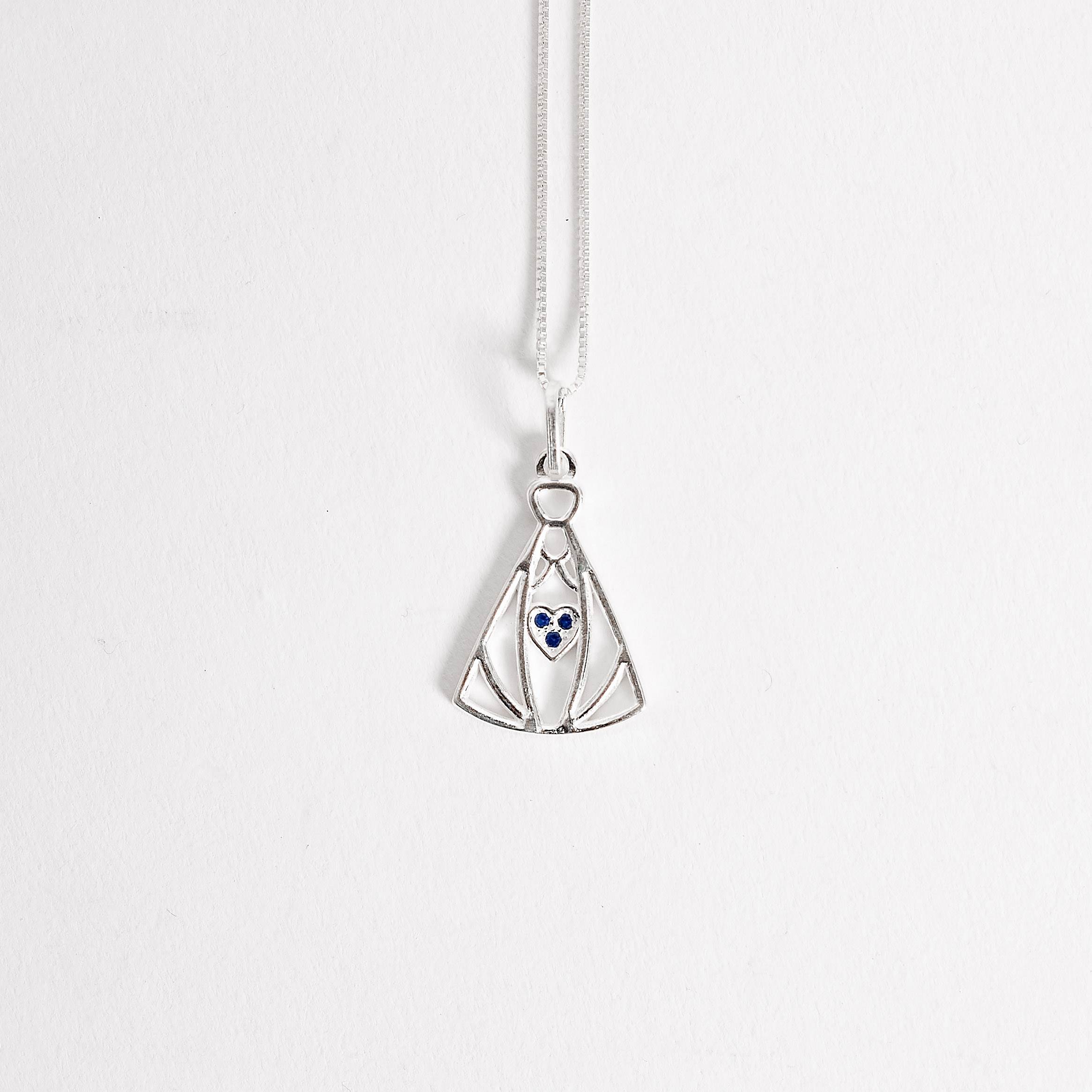 Imagem Colar pingente Nsa. Sra. Aparecida detalhe cravejado 20mm 45cm