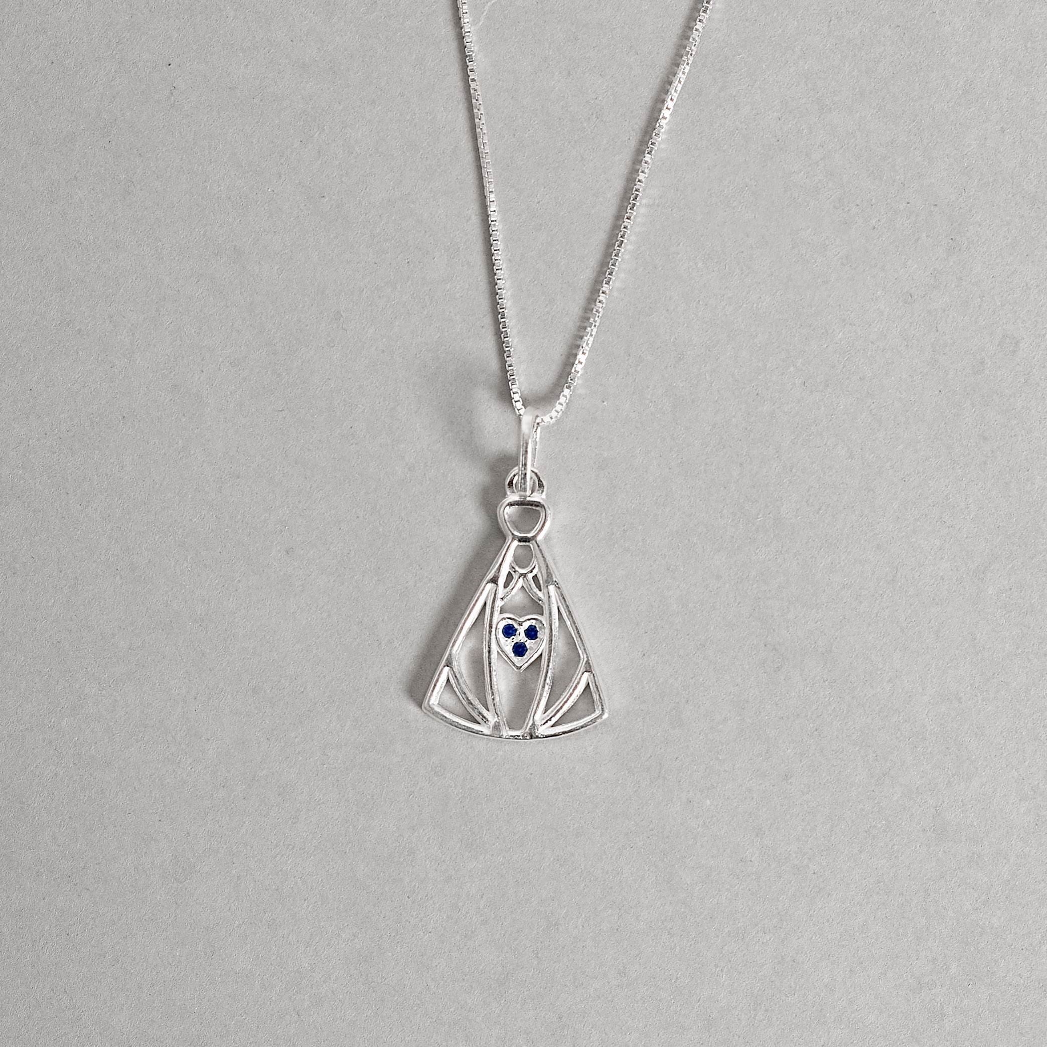 Imagem Secundária Colar pingente Nsa. Sra. Aparecida detalhe cravejado 20mm 45cm