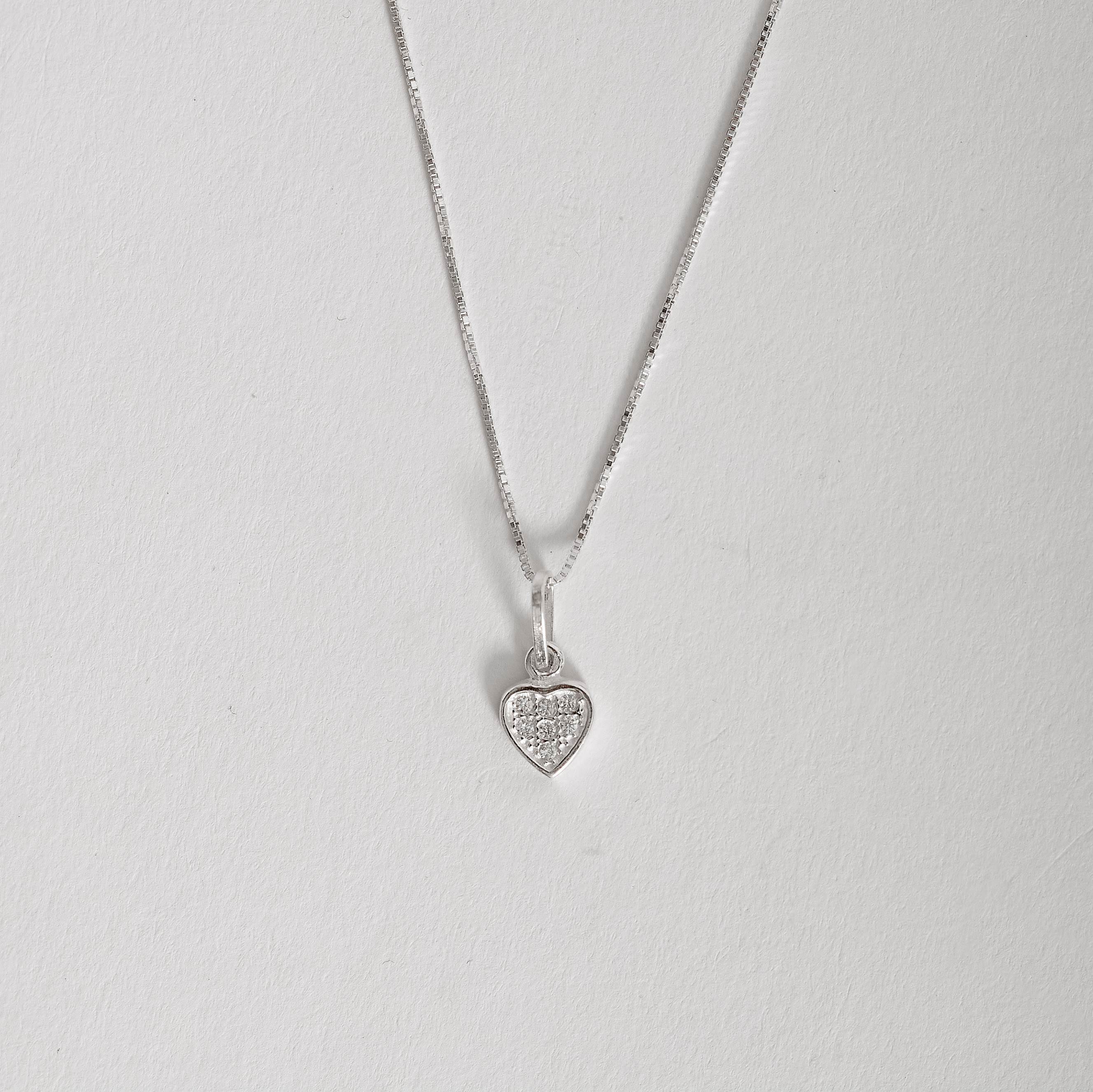 Imagem Secundária Colar pingente coração cravejado 7mm 40cm