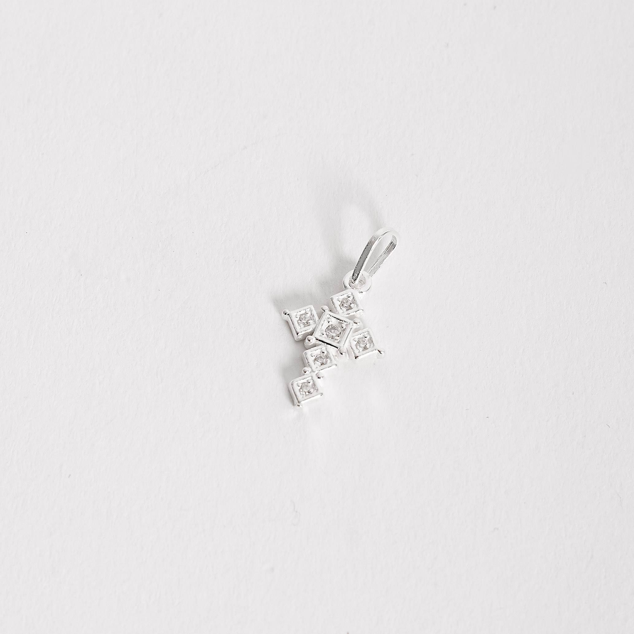 Imagem Secundária Pingente cruz losangos cravejados 15mm