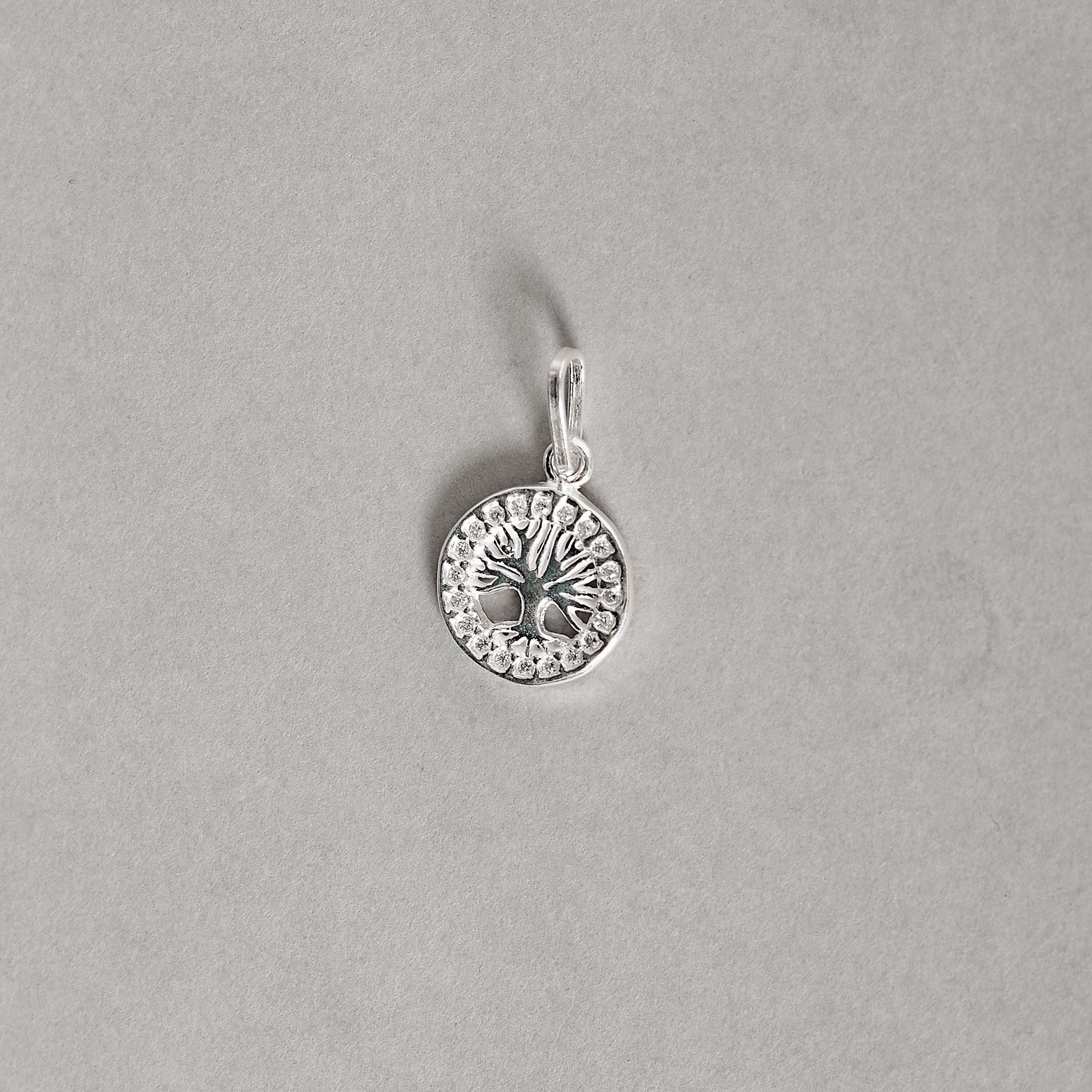 Imagem Pingente medalha vazada árvore da vida cravejada 12mm