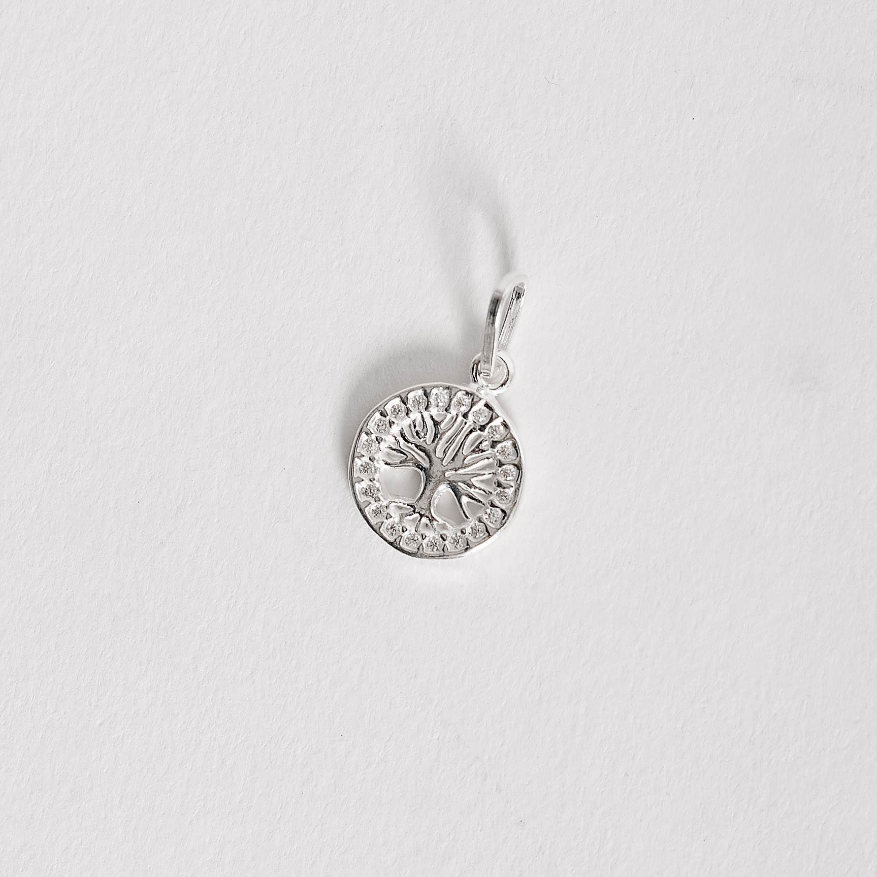 Imagem Secundária Pingente medalha vazada árvore da vida cravejada 12mm