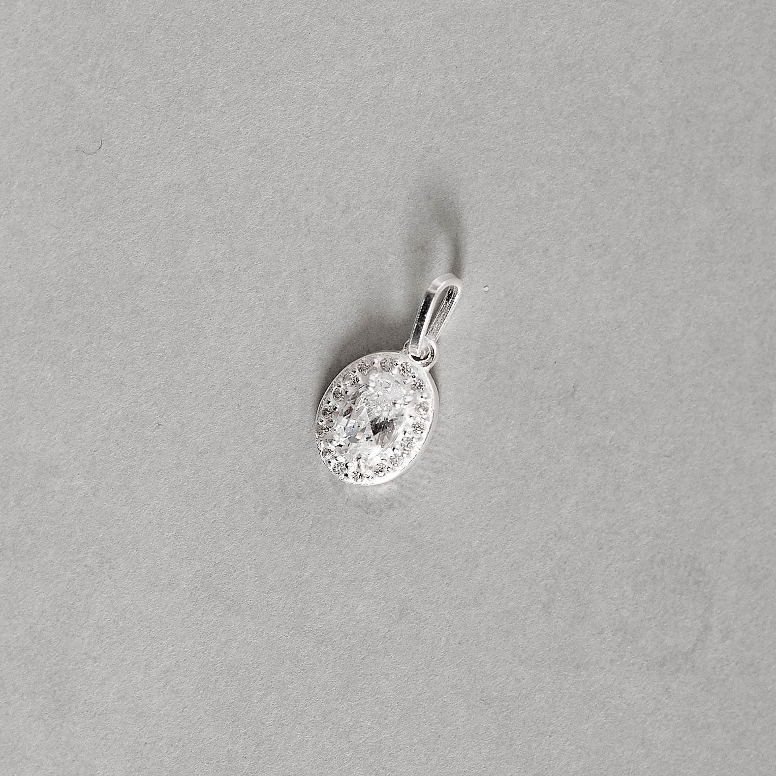 Imagem Secundária Pingente zircônia cristal oval cravejada 9mm