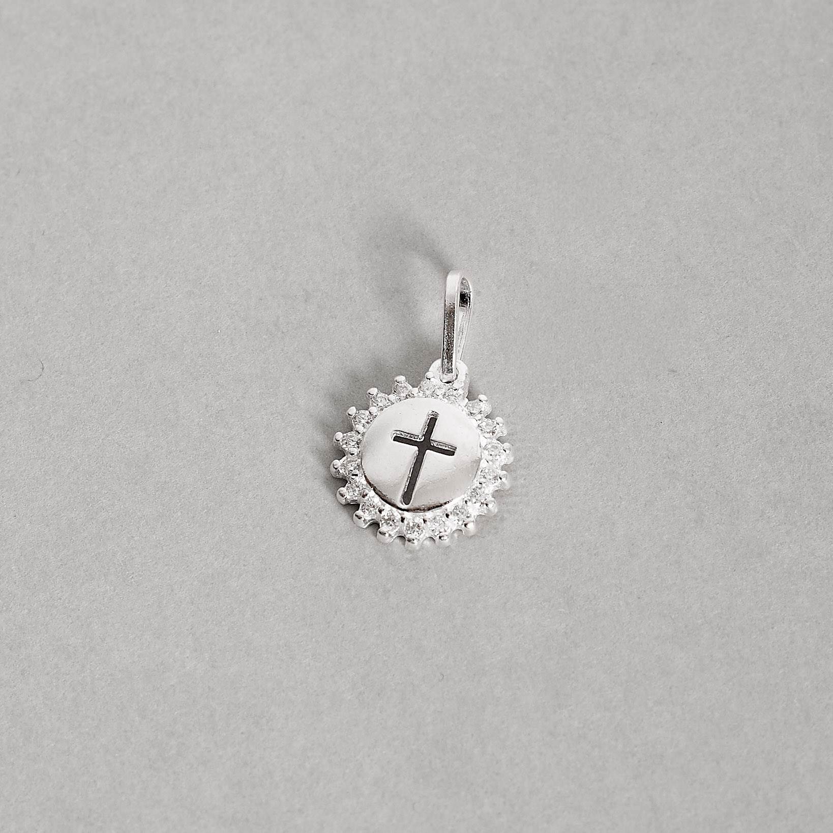 Imagem Secundária Pingente medalha cruz cravejada 12mm