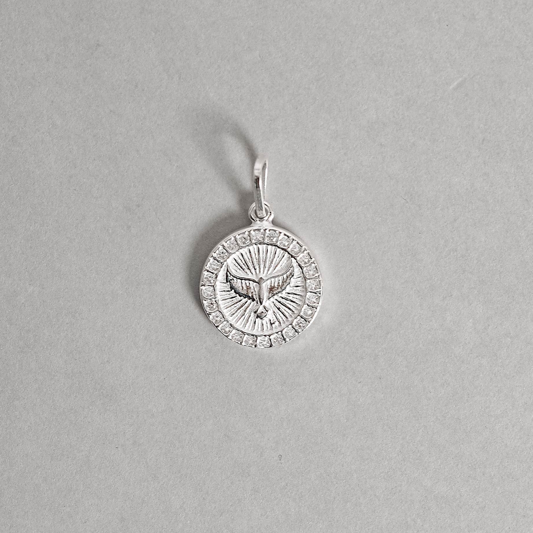 Imagem Pingente medalha Espírito Santo cravejado 14mm