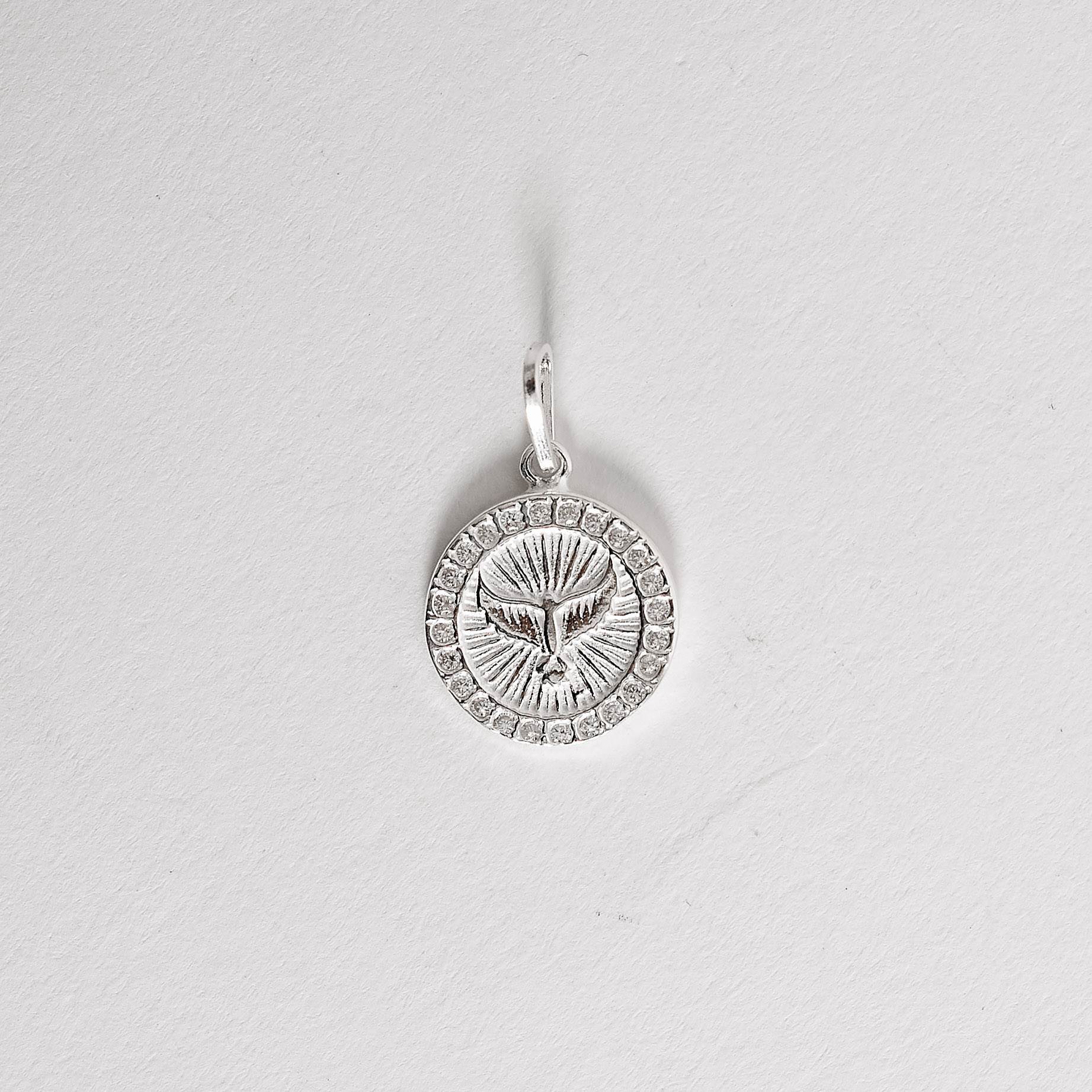 Imagem Secundária Pingente medalha Espírito Santo cravejado 14mm