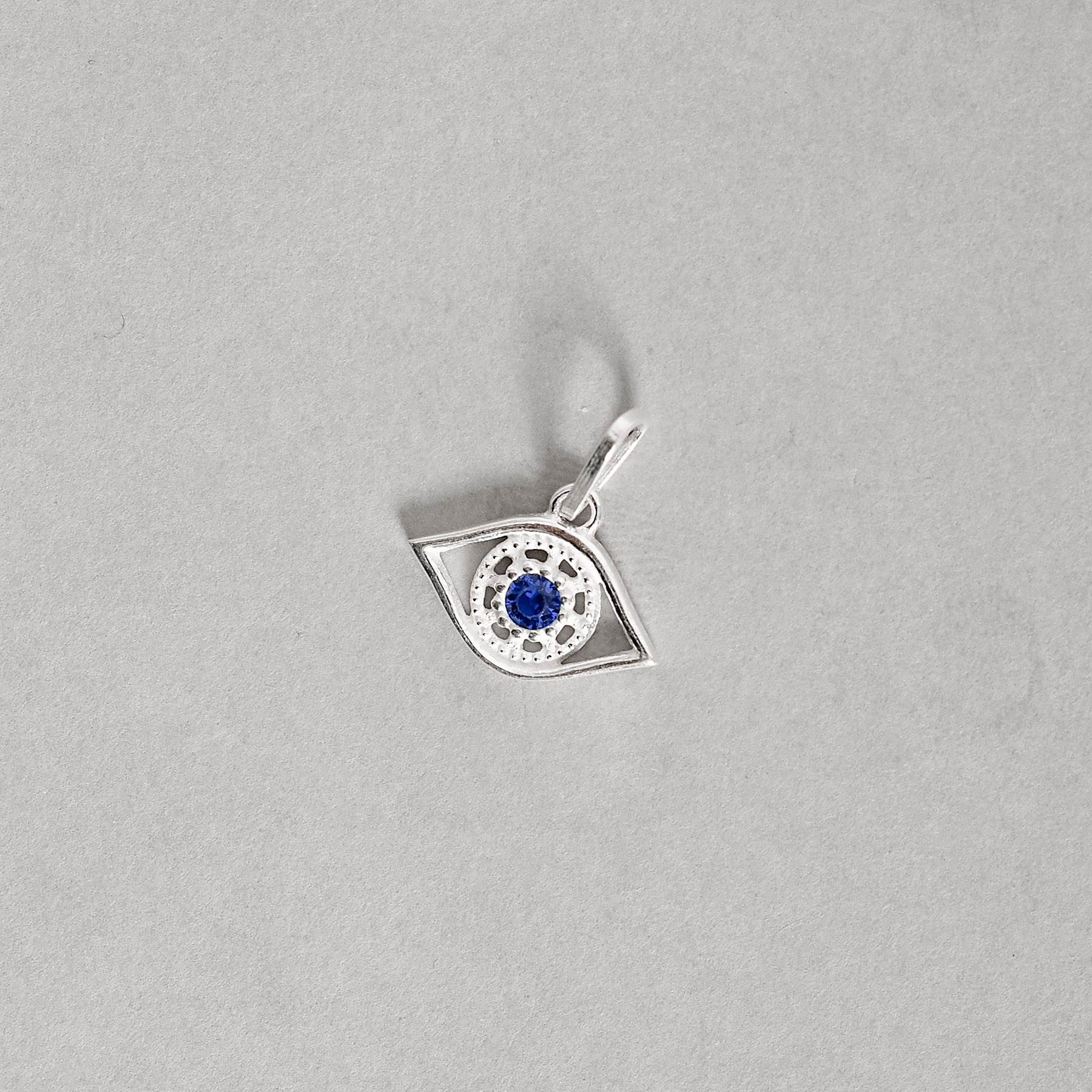 Imagem Secundária Pingente olho com zircônia azul 15mm