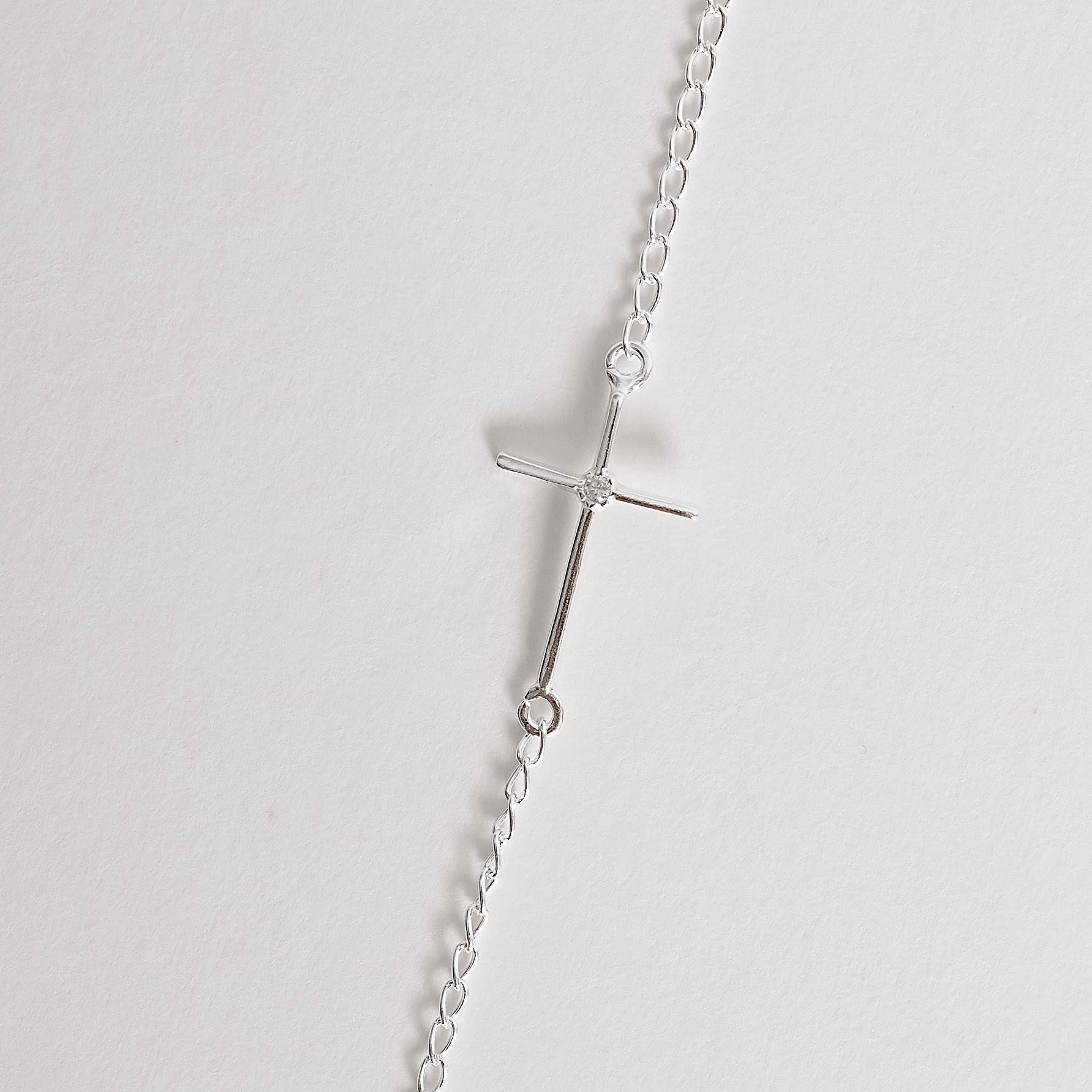 Imagem Secundária Pulseira entremeio cruz com zircônia 17mm 17+3cm