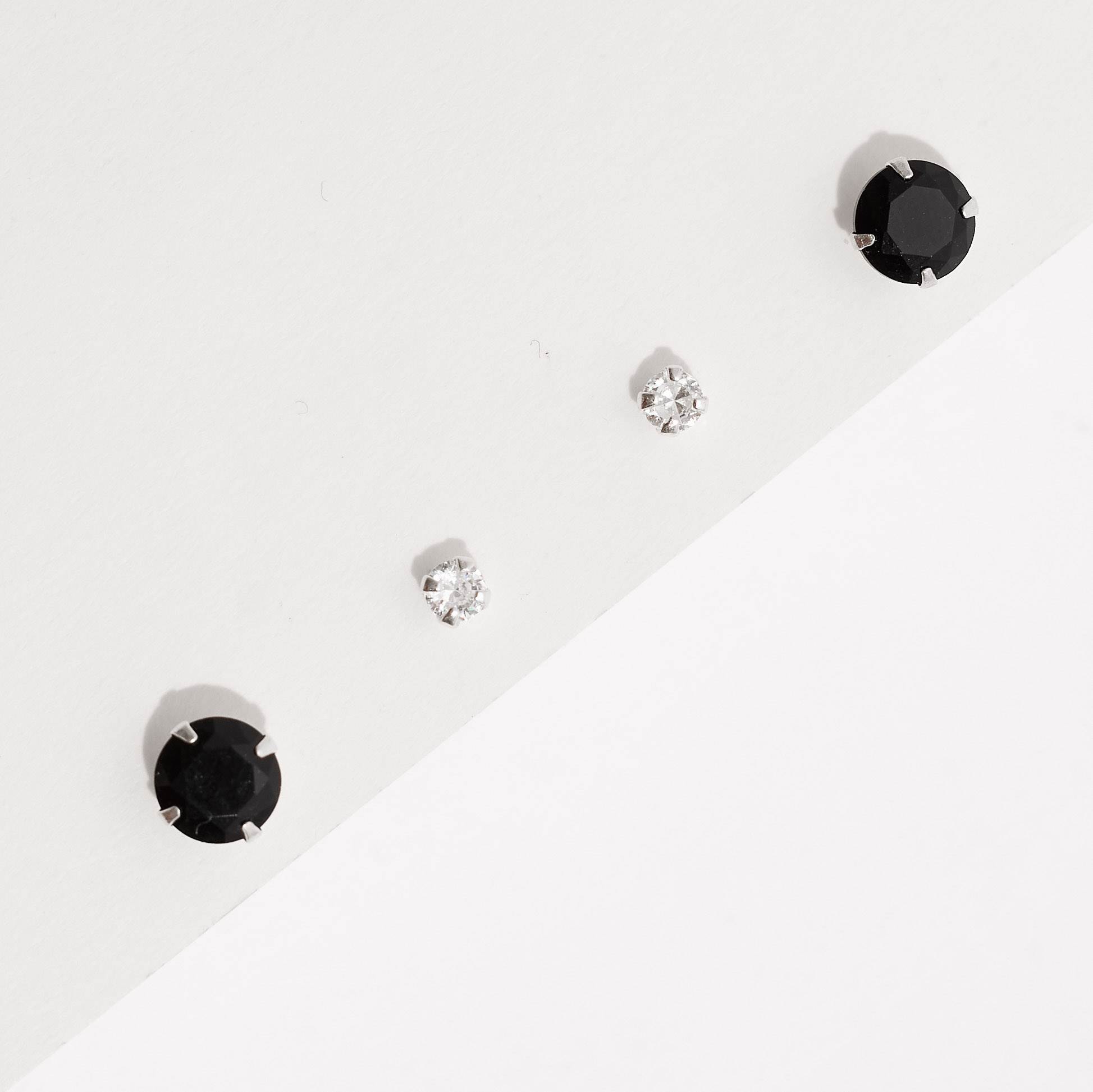 Imagem Secundária Dupla zircônias redonda cristal 3mm e ônix 6mm