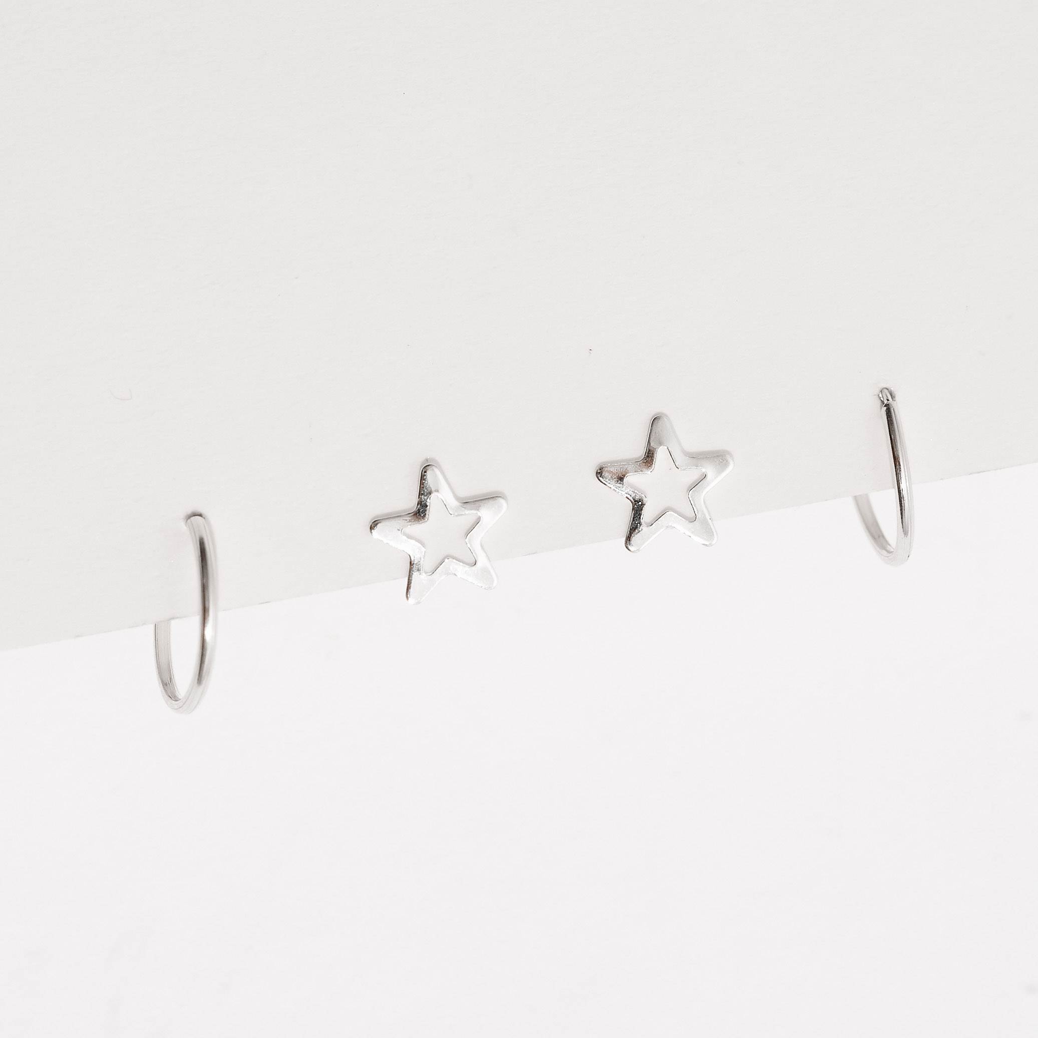 Imagem Dupla estrela vazada 8mm e argola 12mm