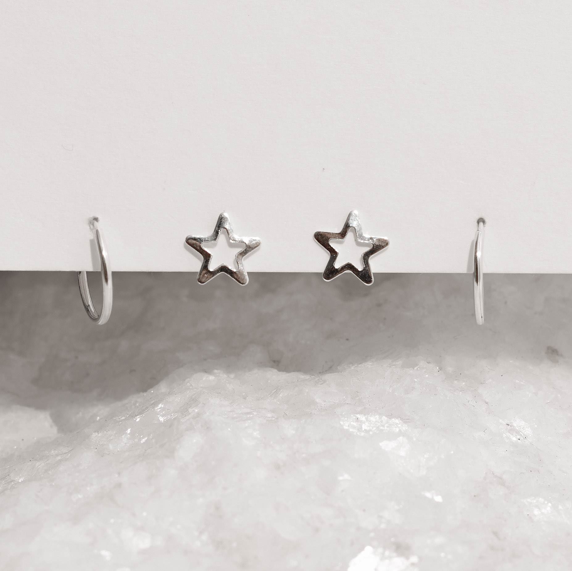 Imagem Secundária Dupla estrela vazada 8mm e argola 12mm