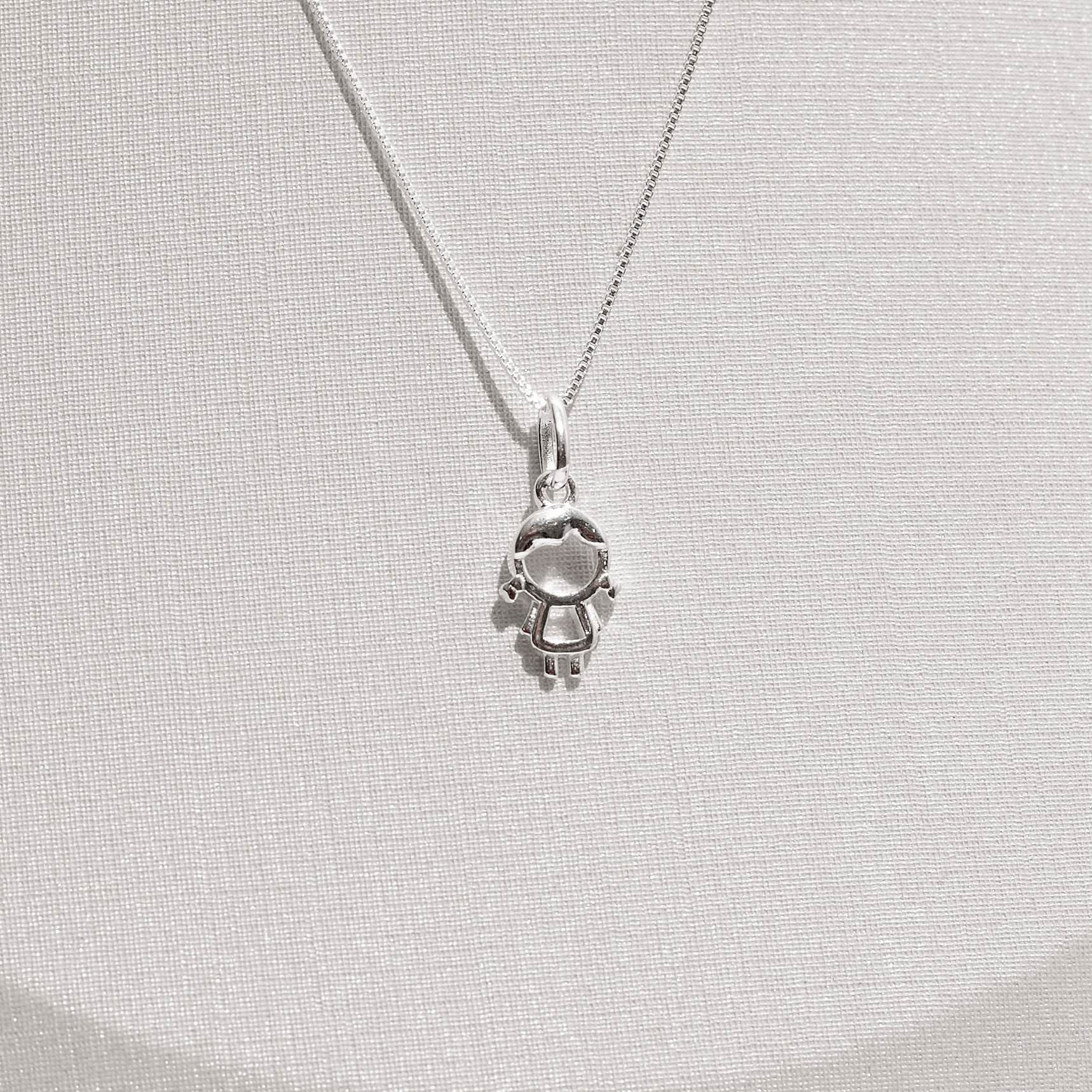 Colar pingente menina 11mm 45cm