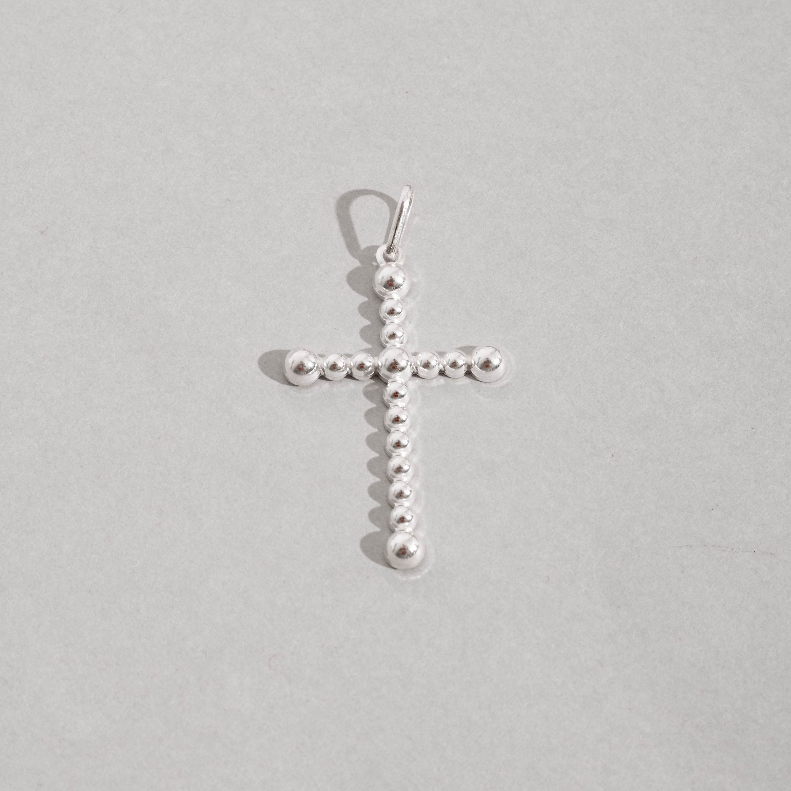 Imagem Pingente cruz fio bolinhas 30mm