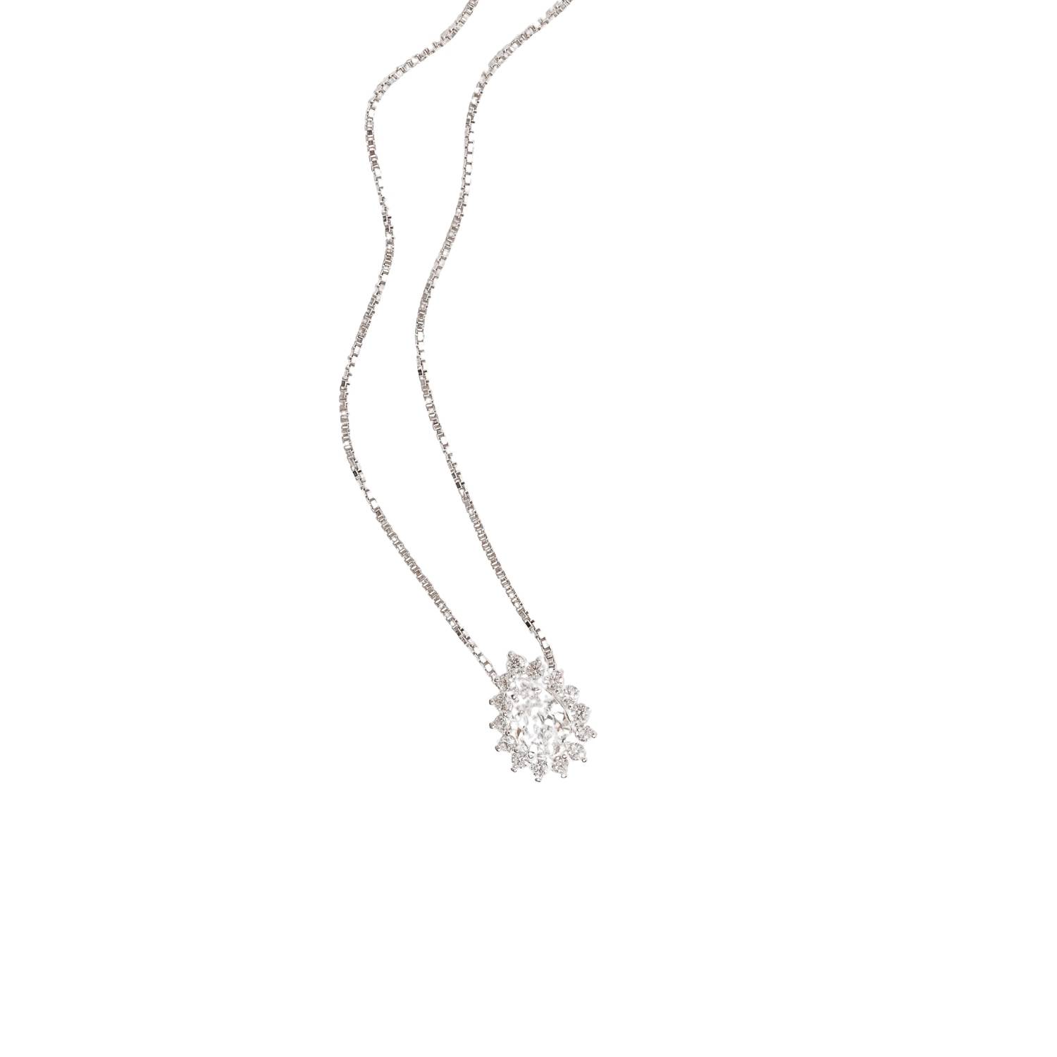 Colar zircônia gota com cravejado 10mm 45cm