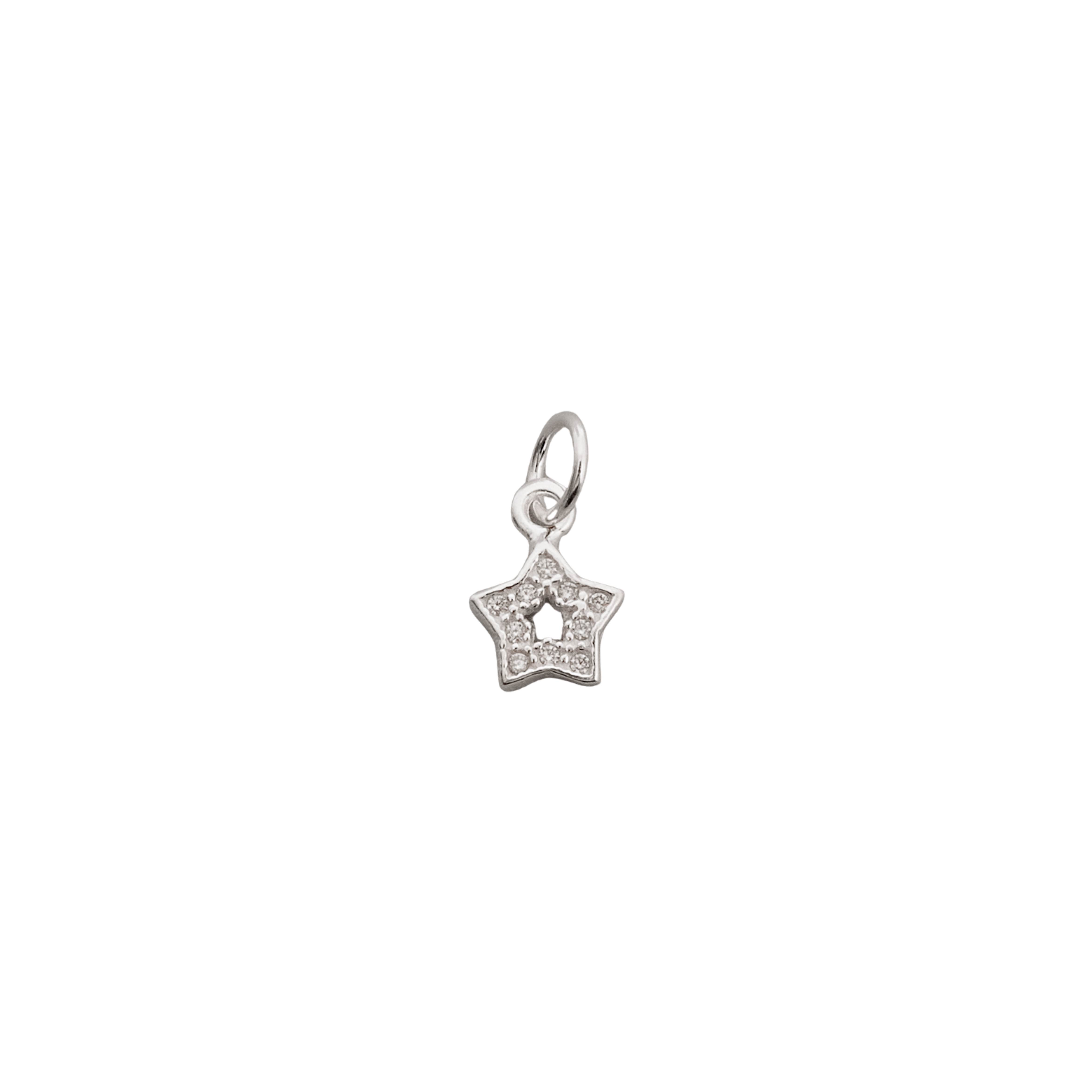 Pingente estrela vazada cravejada 7mm