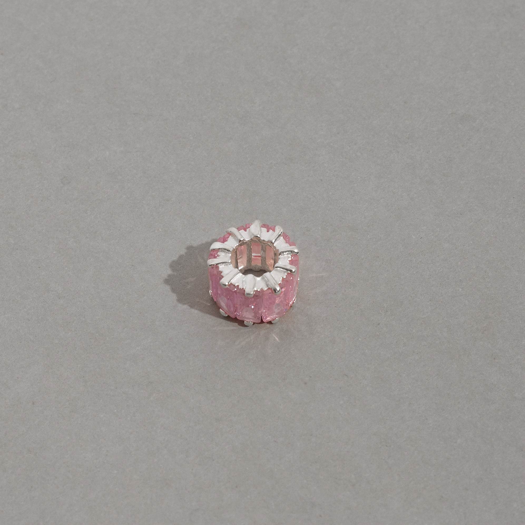 Berloque separador zircônias retangulares rosa 9mm