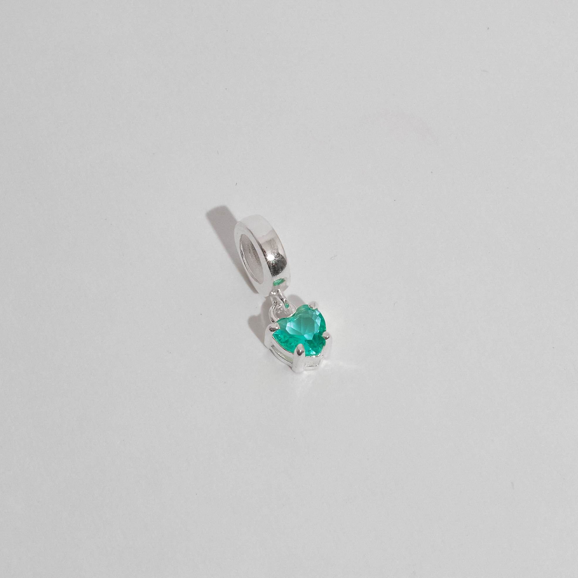 Berloque pingente zircônia coração turmalina 5mm