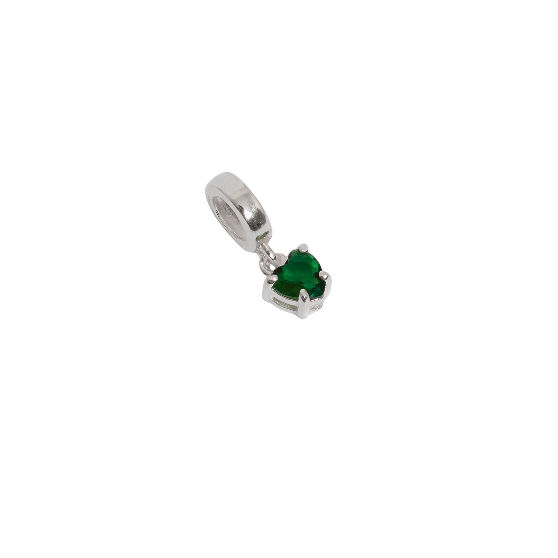 Berloque pingente zircônia coração esmeralda 5mm