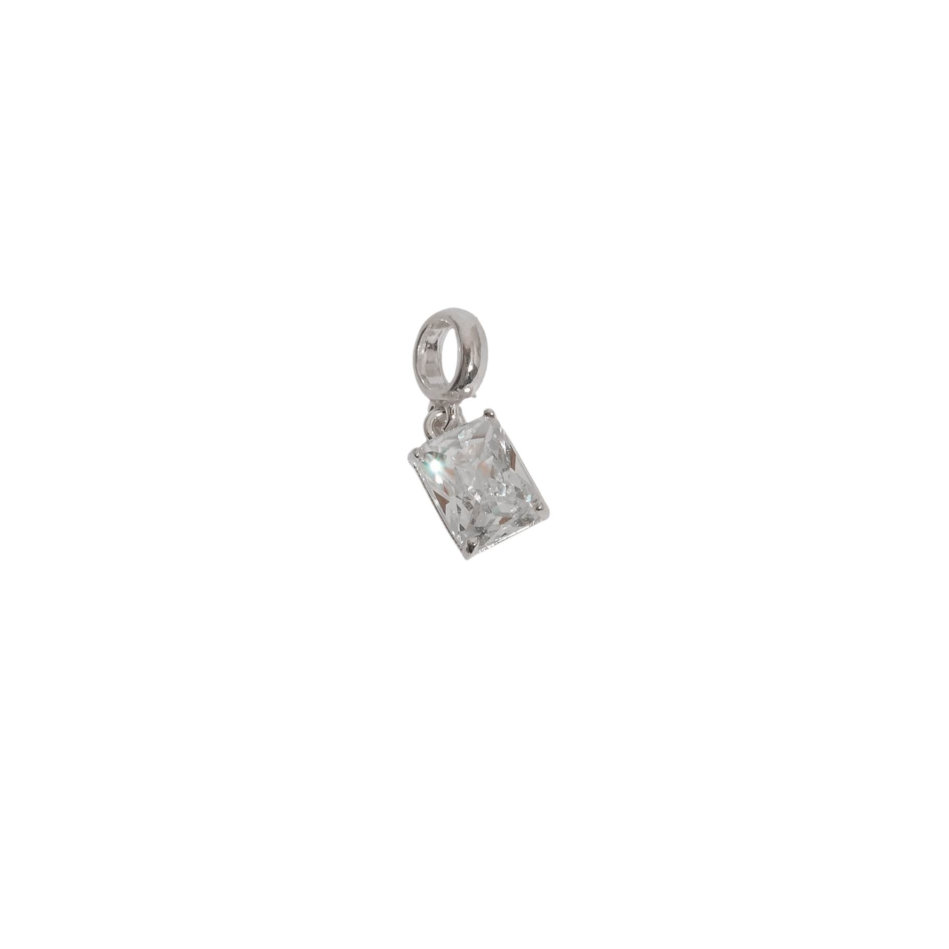 Berloque pingente zircônia retangular cristal 8mm