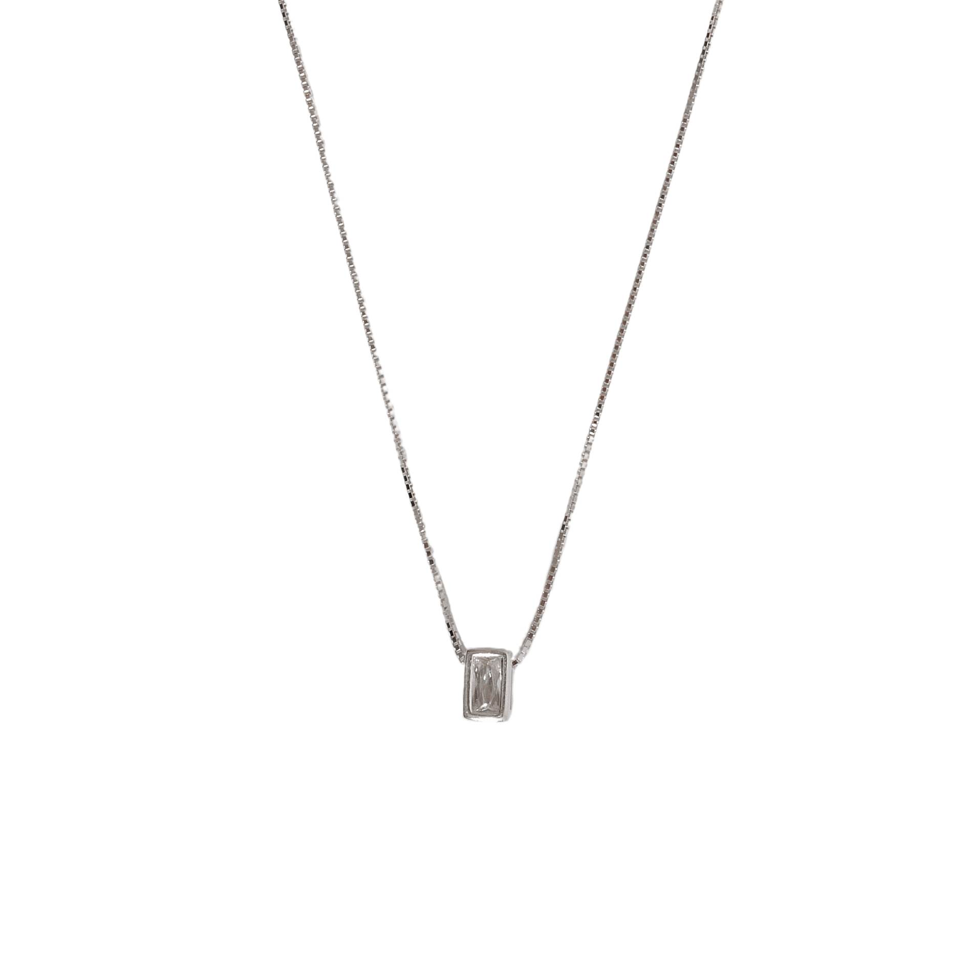 Colar zircônia retangular cristal 5mm 40cm