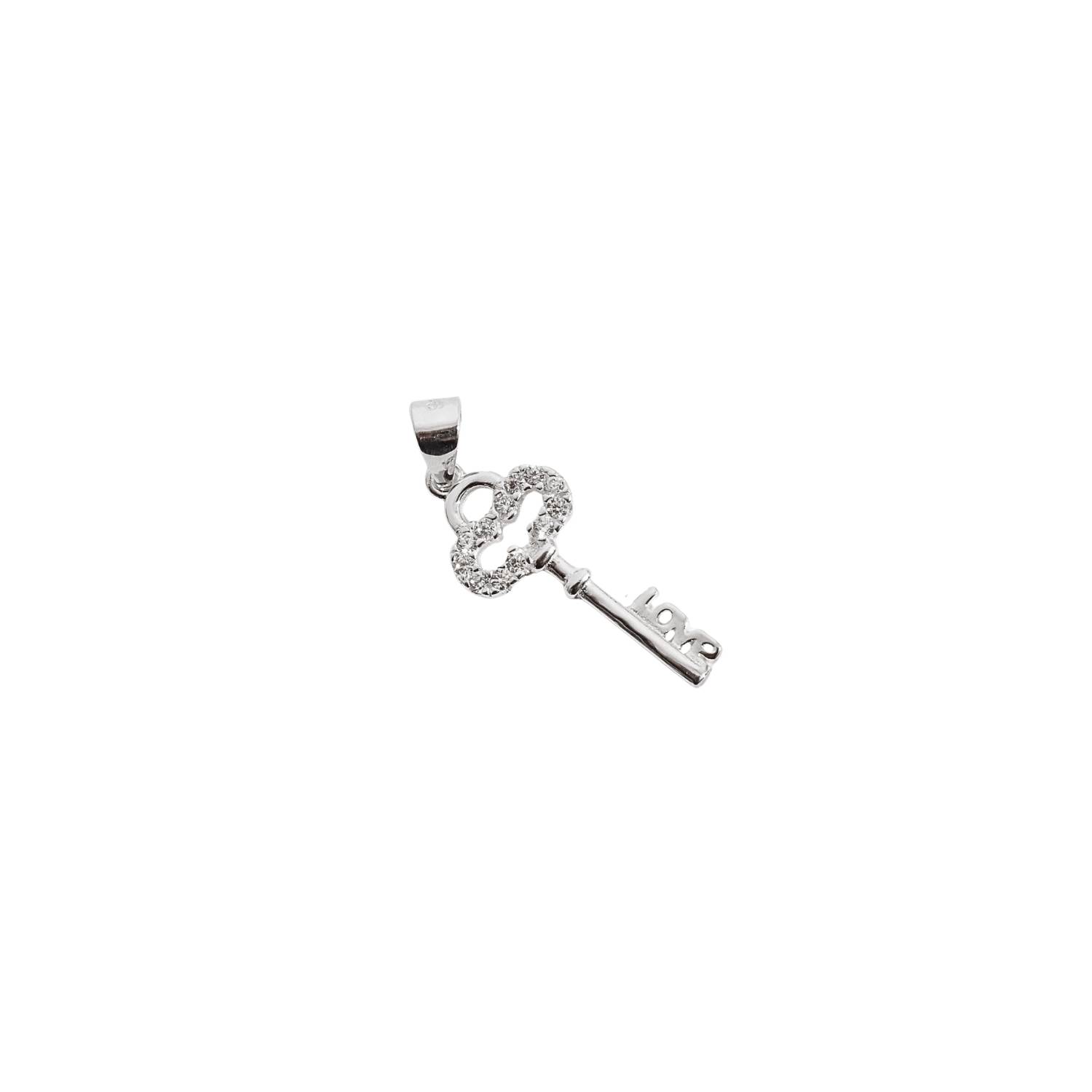Pingente chave cravejada escrito love 21mm