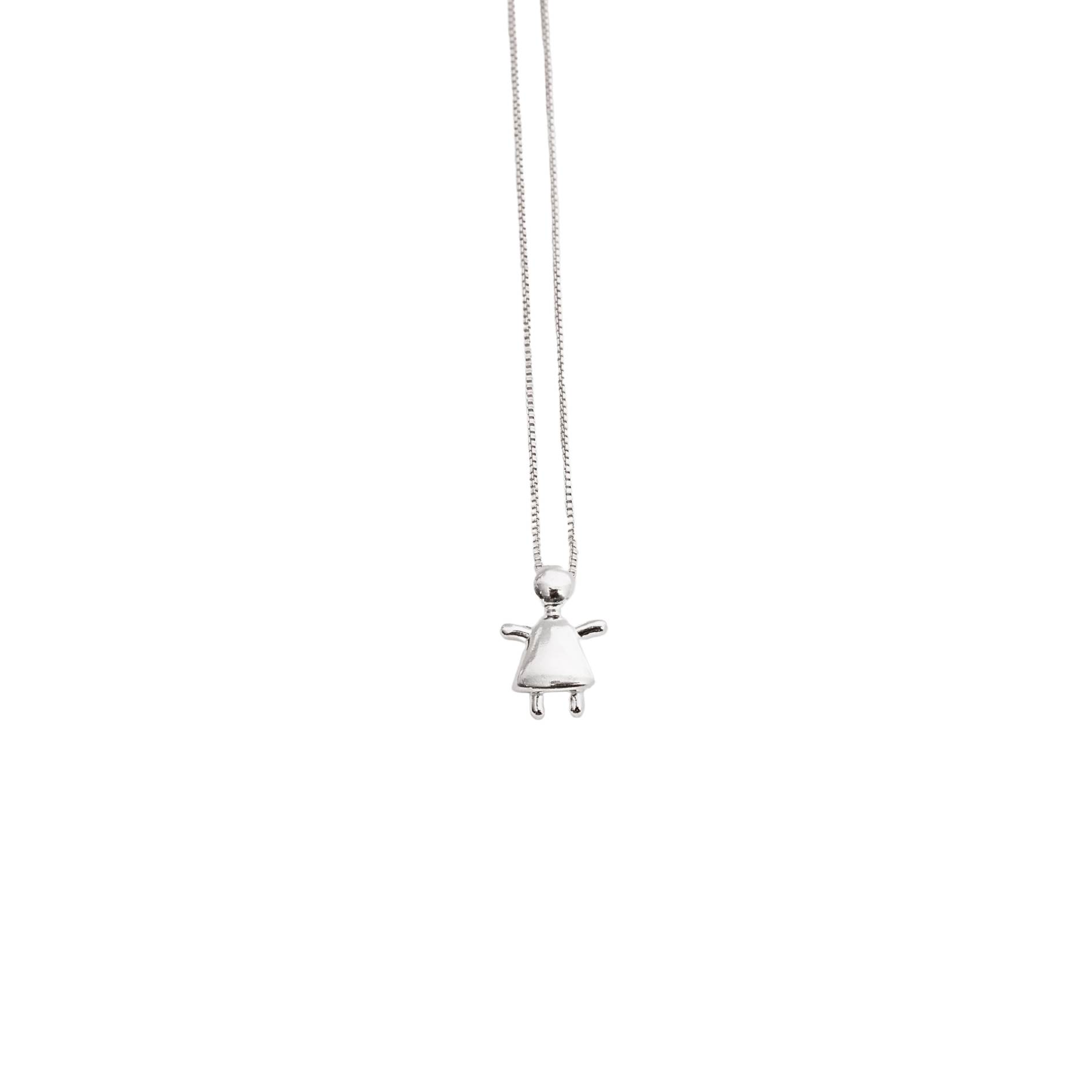 Colar pingente menina 13mm 45cm