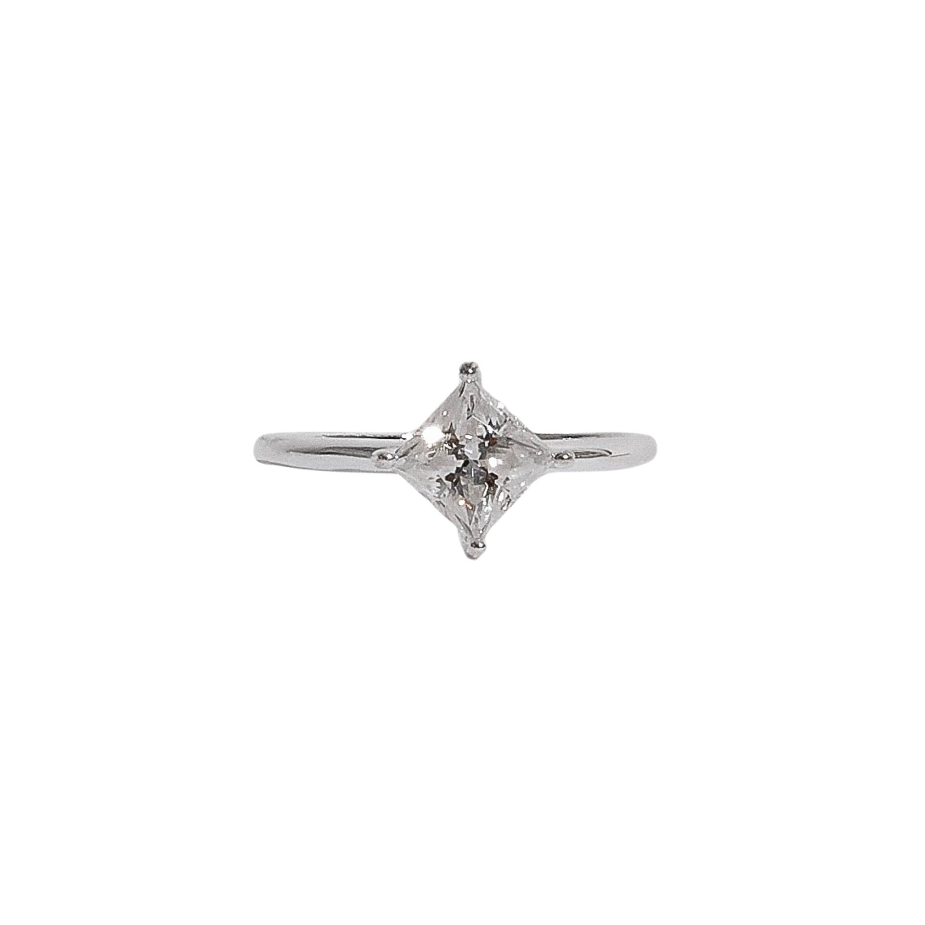 Imagem Anel solitário moissanite losango cristal 6x6mm