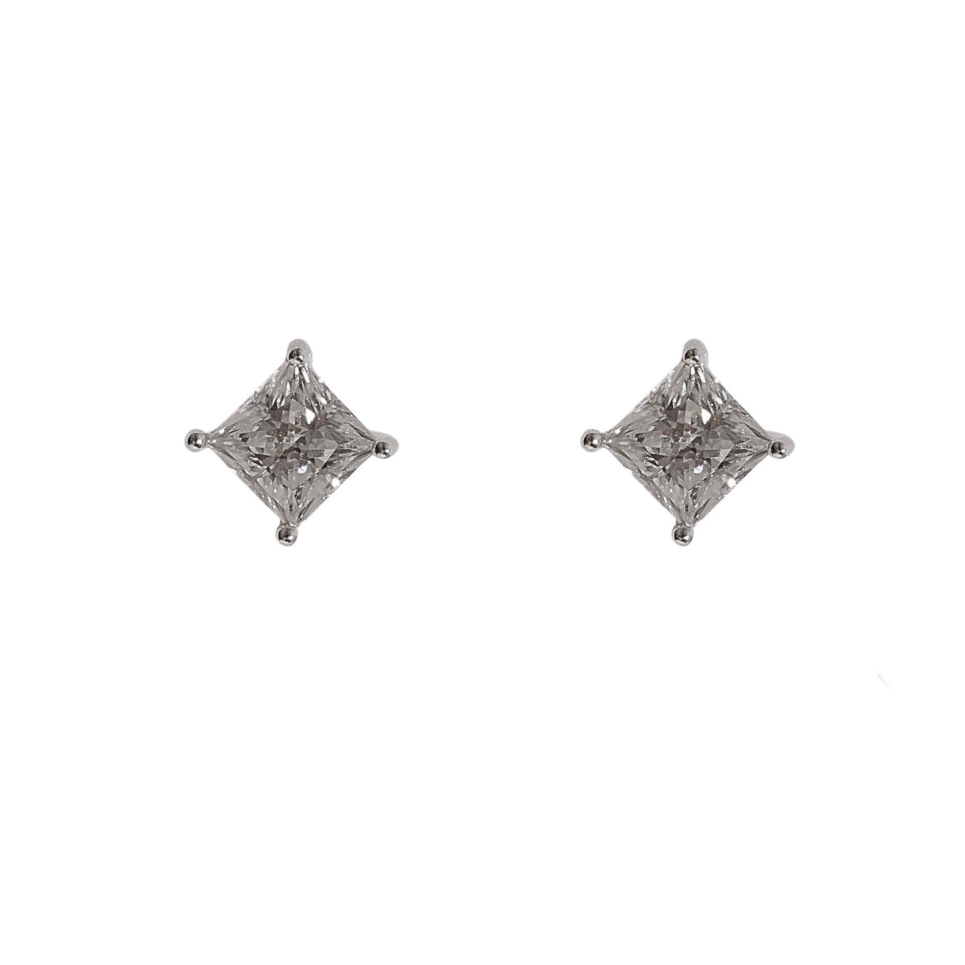 Imagem Brinco moissanite losango cristal 6x6mm 