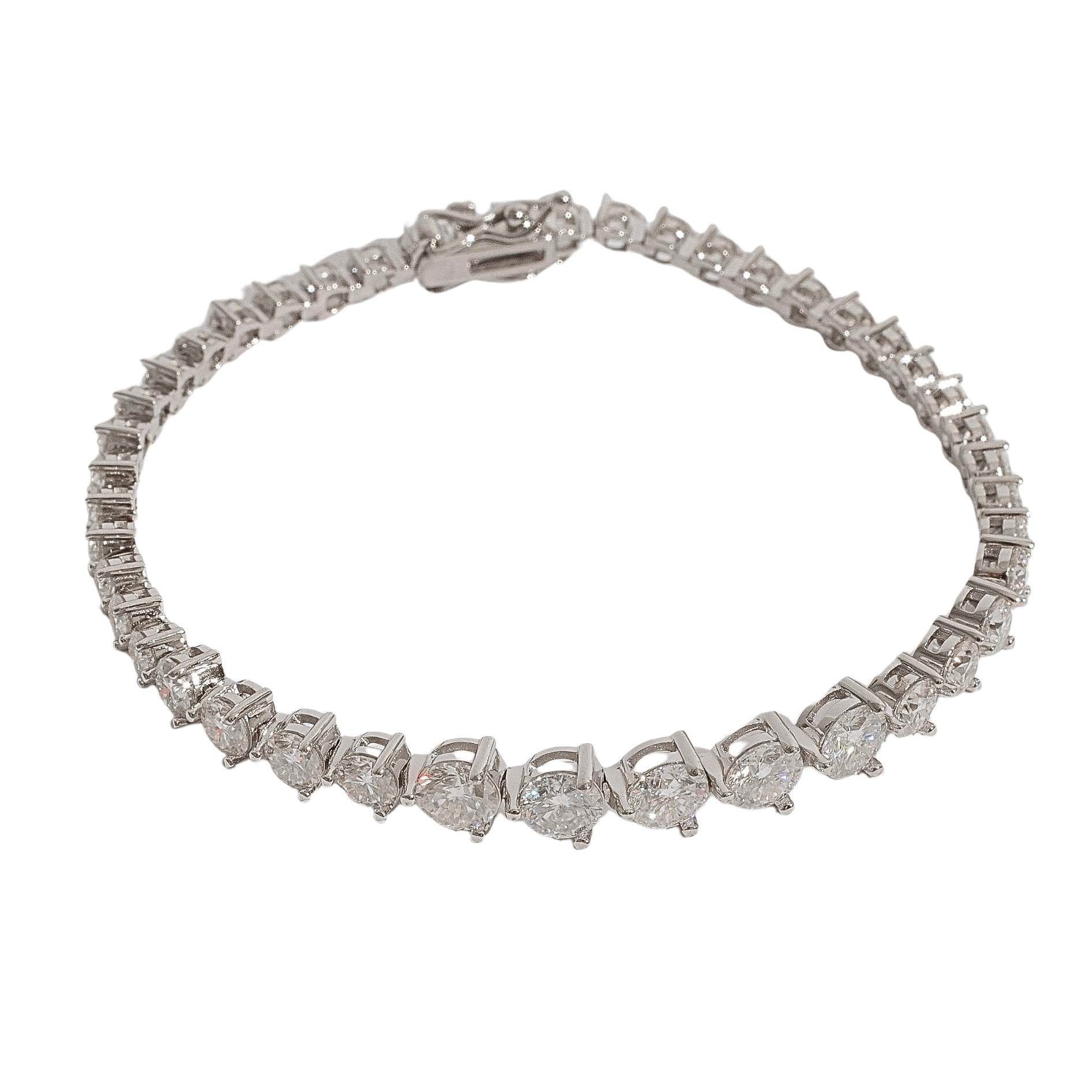 Imagem Pulseira Riviera 3 pontas moissanite degradê 3, 4 e 5mm 18cm fecho gaveta