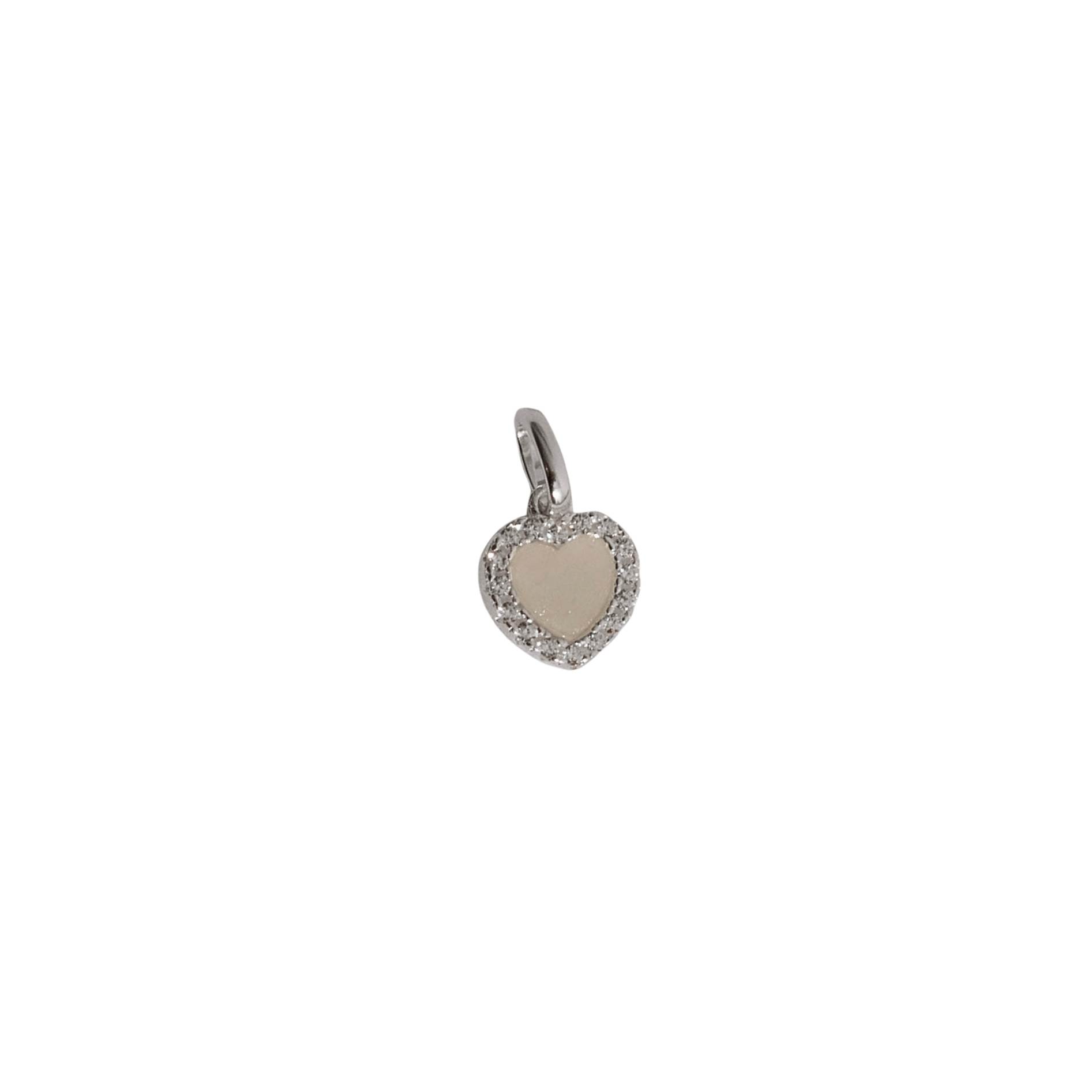 Pingente coração madrepérola com cravejado 8mm