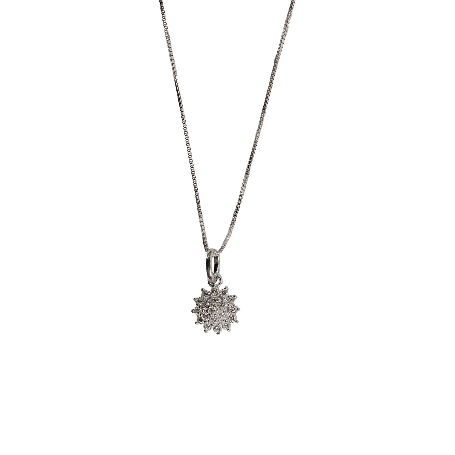 Colar pingente flor toda cravejada 9mm 45cm
